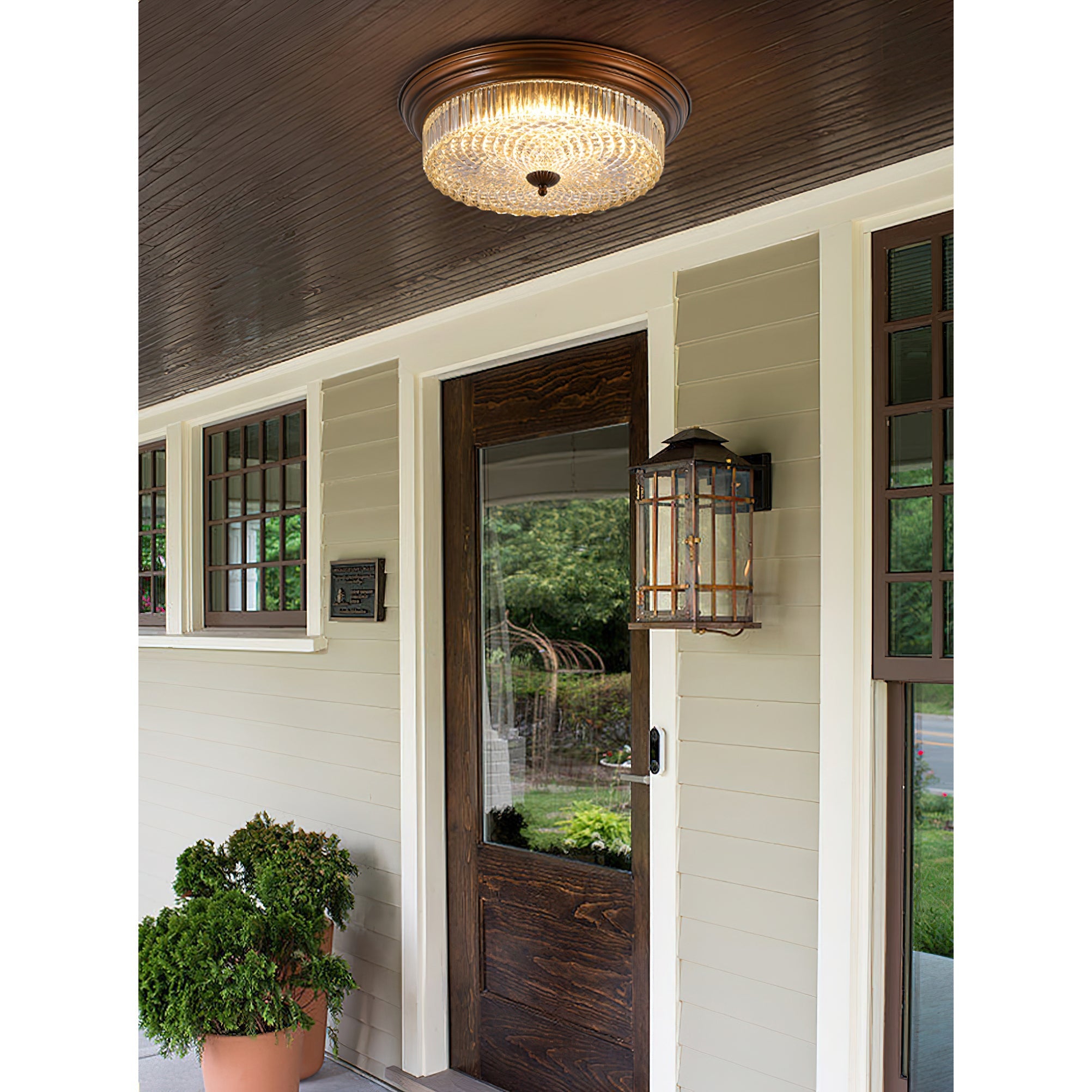 Ulcarir Modern Minimalist Retro Glass Flush Ceiling Lamp - Letslighting