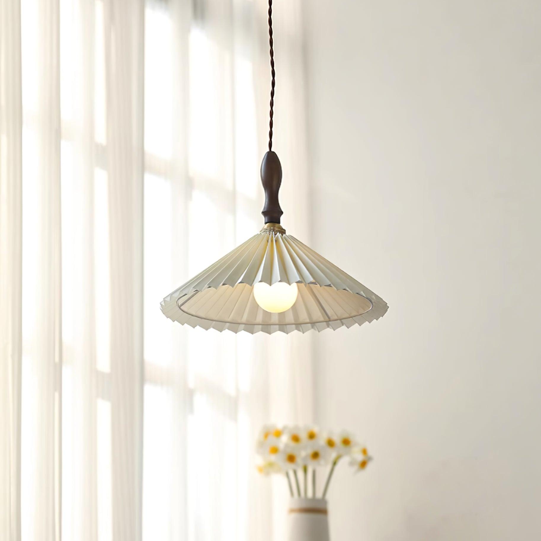 Prairie Walnut Pleated Pendant Lamp - Letslighting
