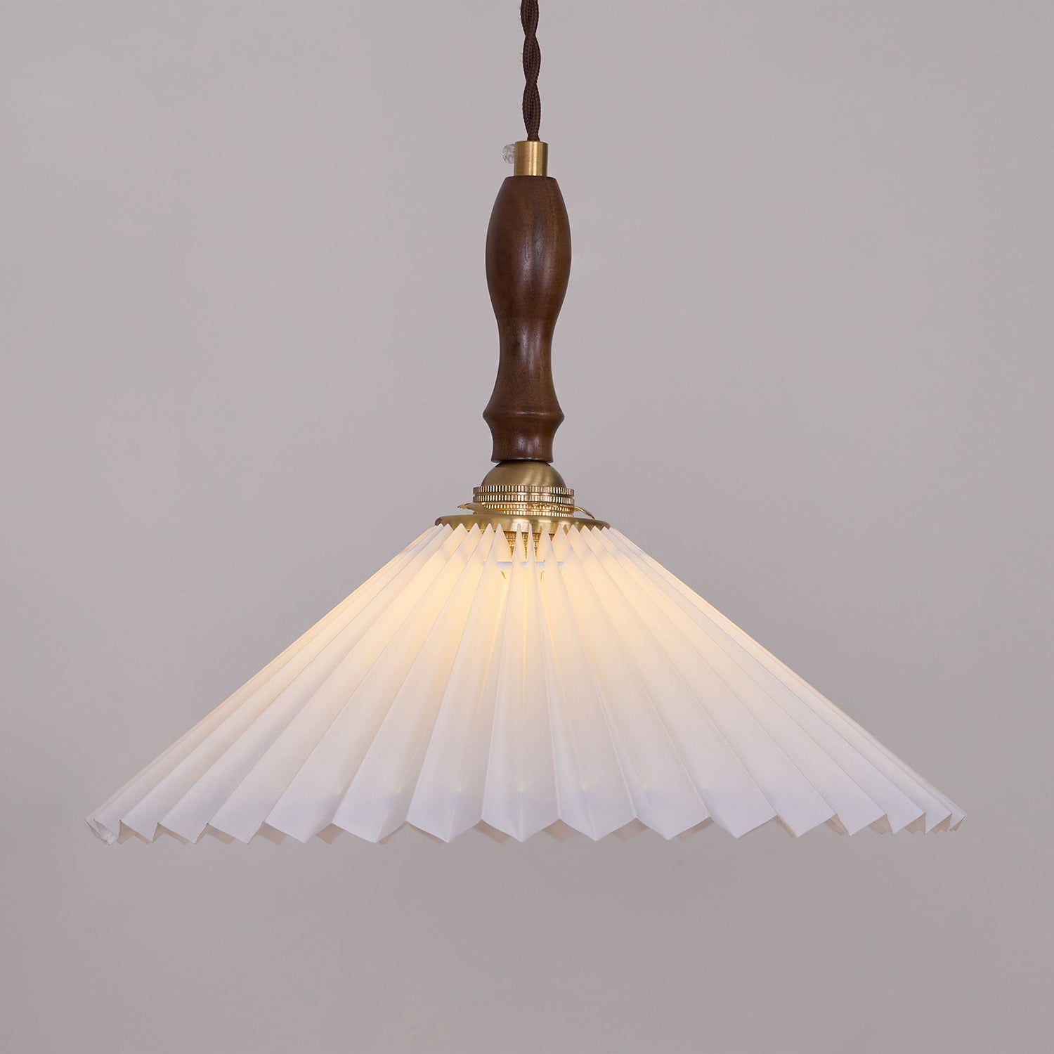 Eldora Pleated Shade Plug-In Pendant Light with Wooden Accent - Letslighting