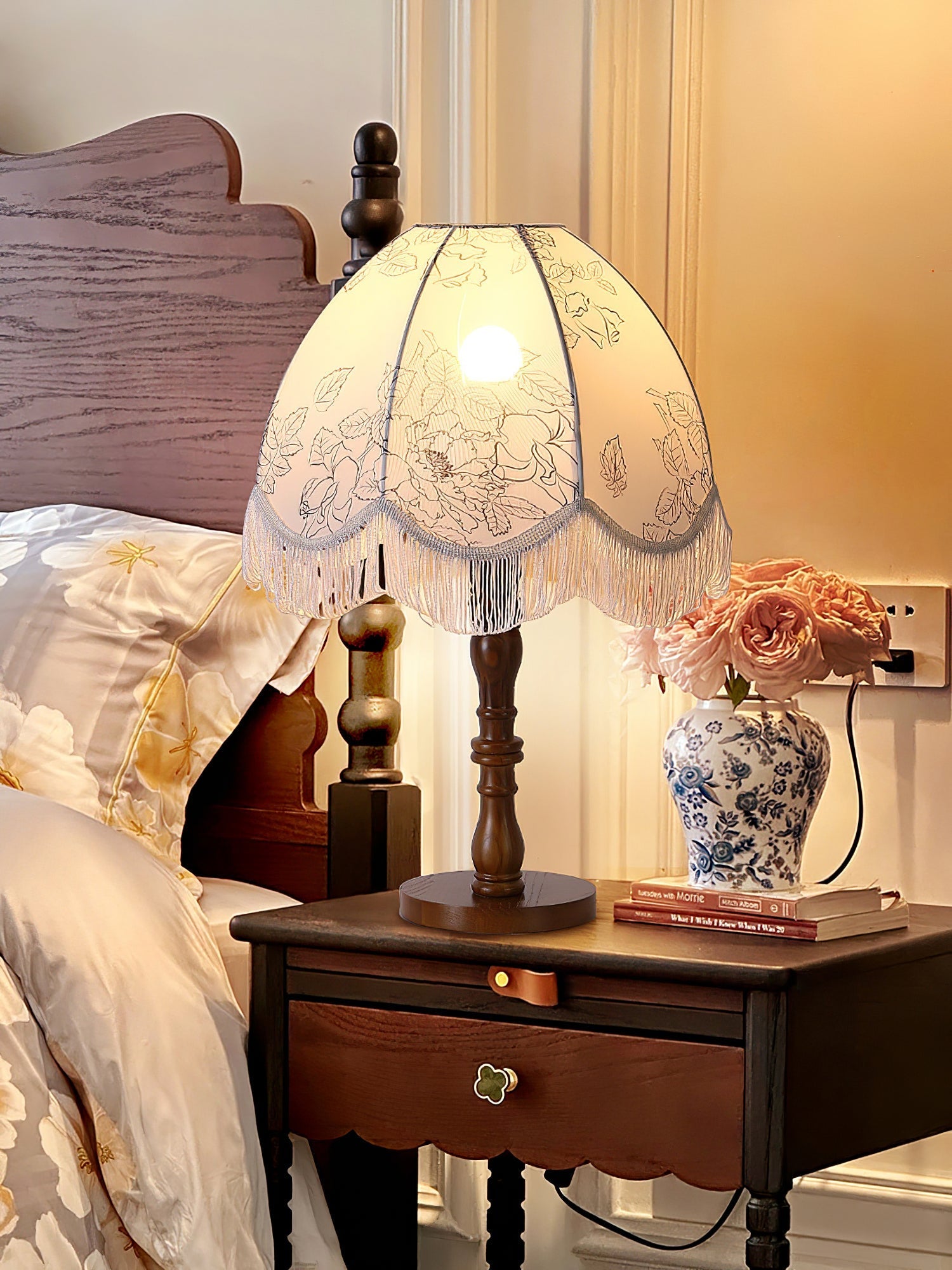Orlyn Wood Fabric Elegant Table Lamp - Letslighting
