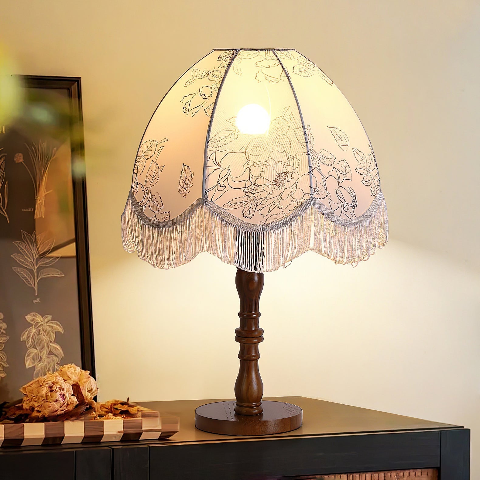 Orlyn Wood Fabric Elegant Table Lamp - Letslighting