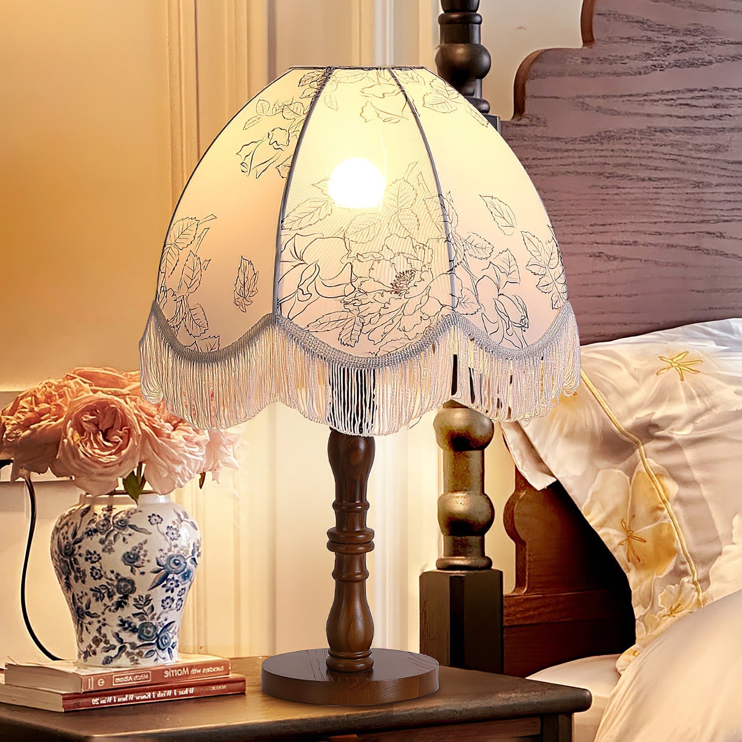 Orlyn Wood Fabric Elegant Table Lamp - Letslighting
