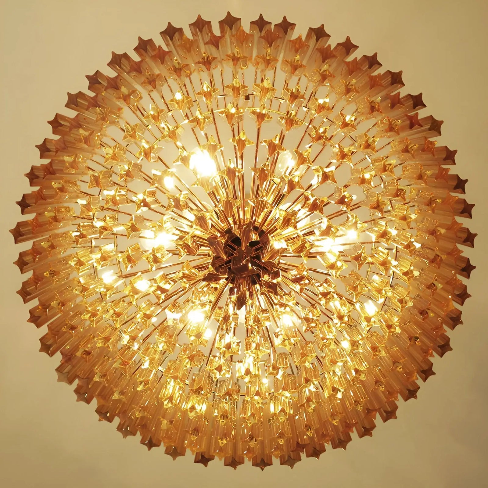 Aurora Chandelier Amber Murano Glass Prism Grand Art
