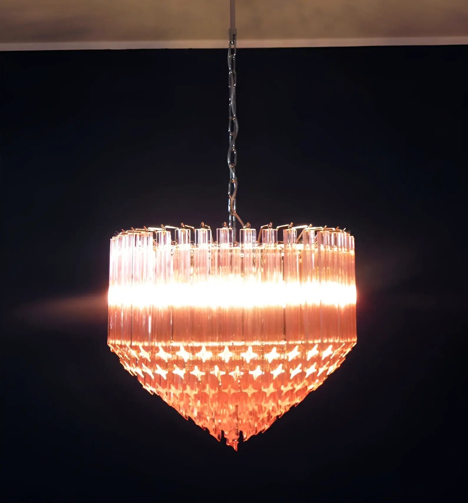 Aurora Chandelier Pink Glass Prisms Geometric - Letslighting