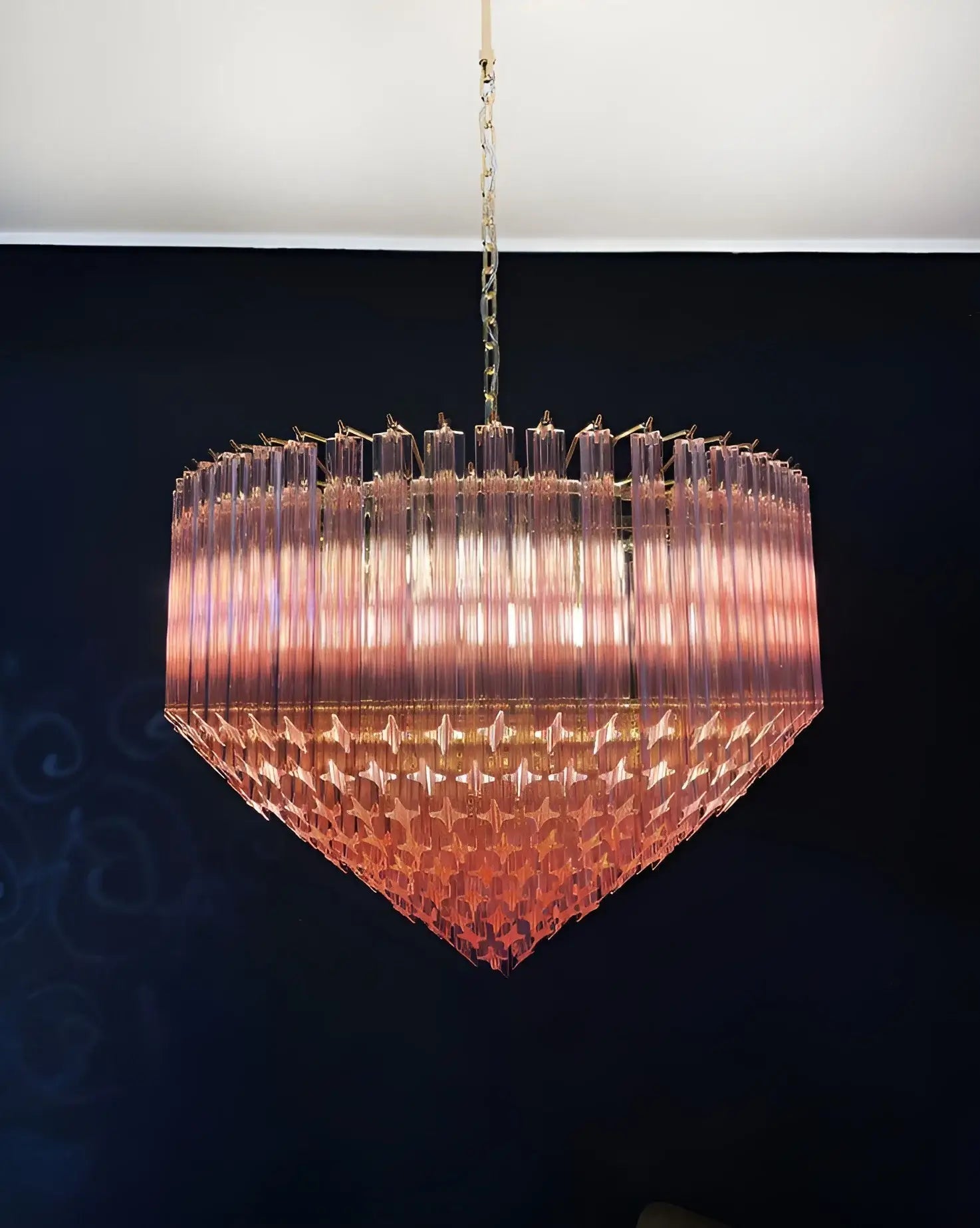 Aurora Chandelier Pink Glass Prisms Geometric - Letslighting