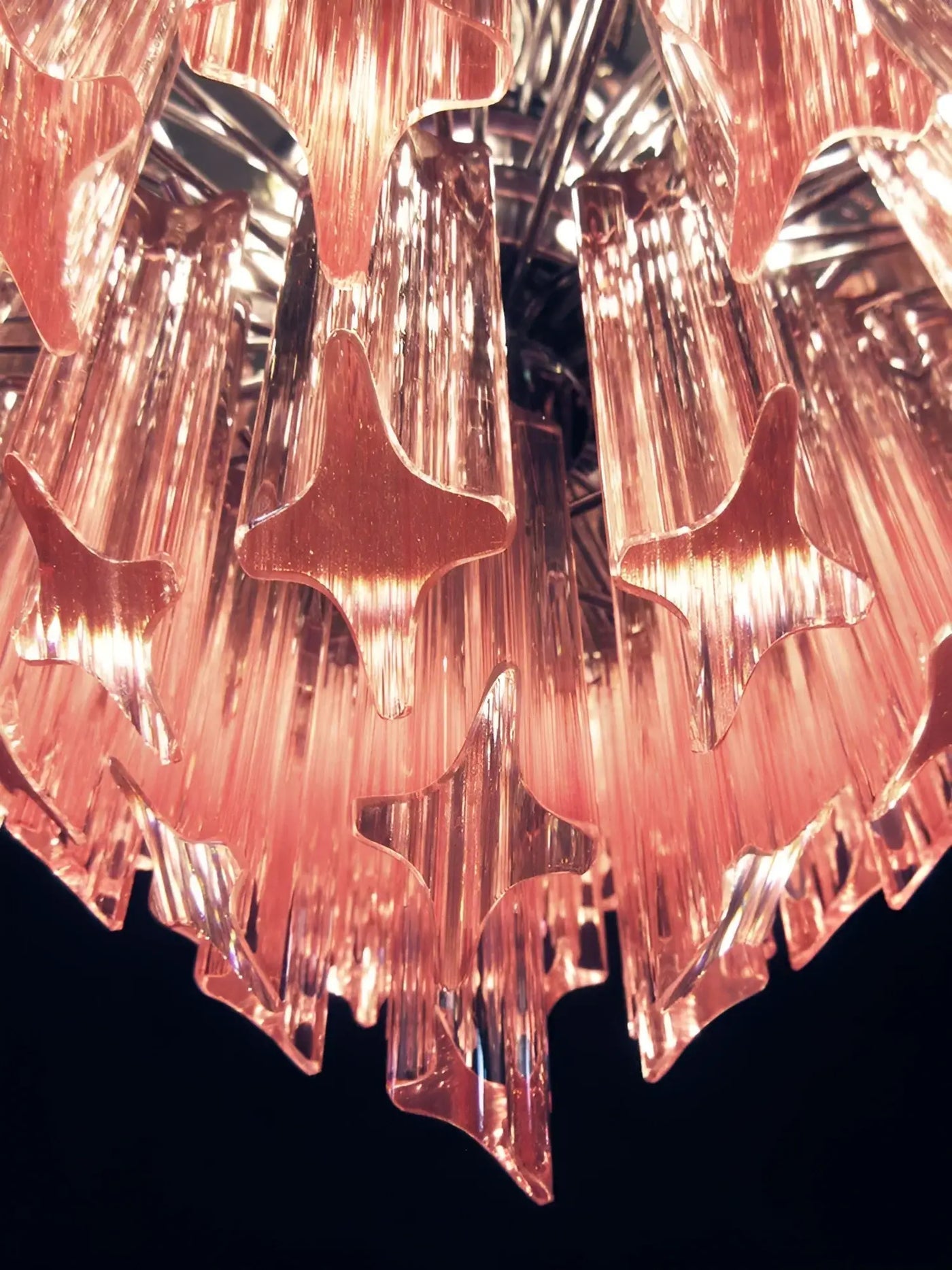 Aurora Chandelier Pink Glass Prisms Geometric - Letslighting