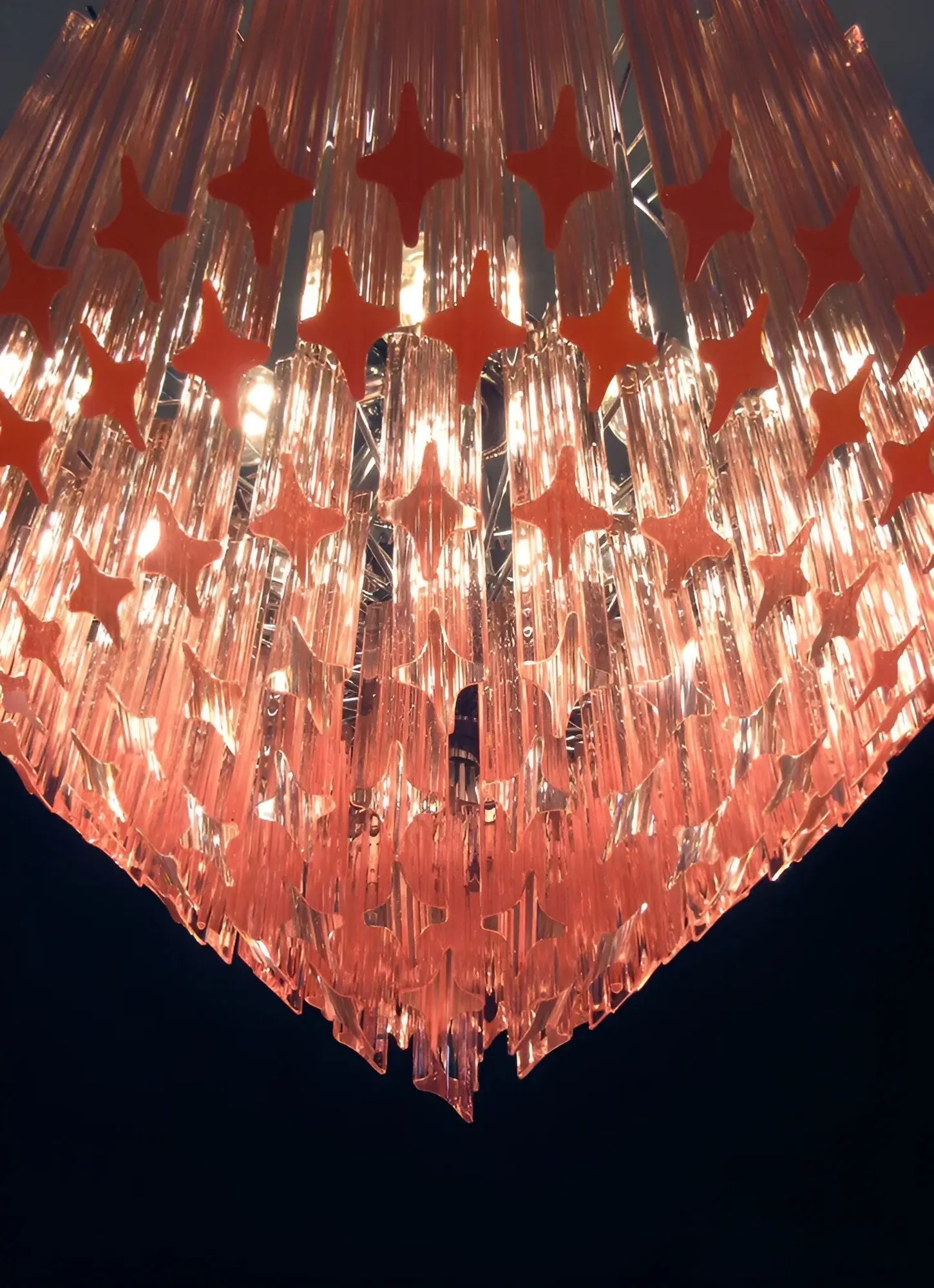 Aurora Chandelier Pink Glass Prisms Geometric - Letslighting