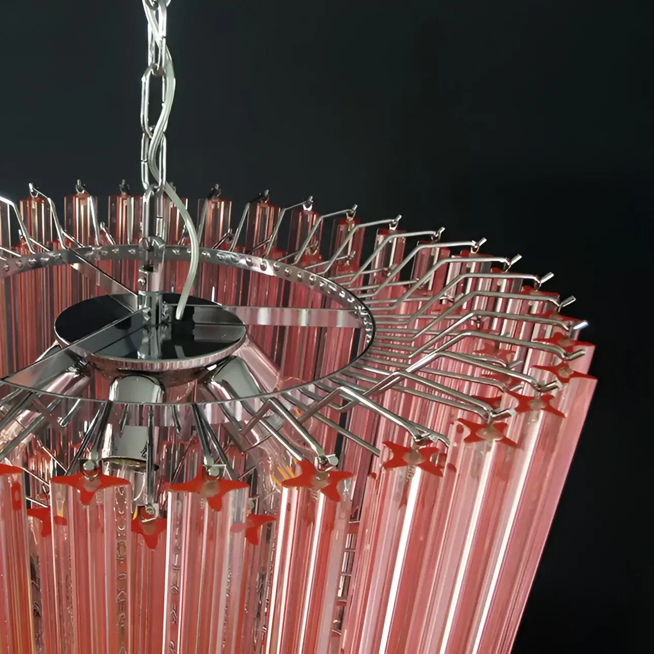 Aurora Chandelier Pink Glass Prisms Geometric - Letslighting