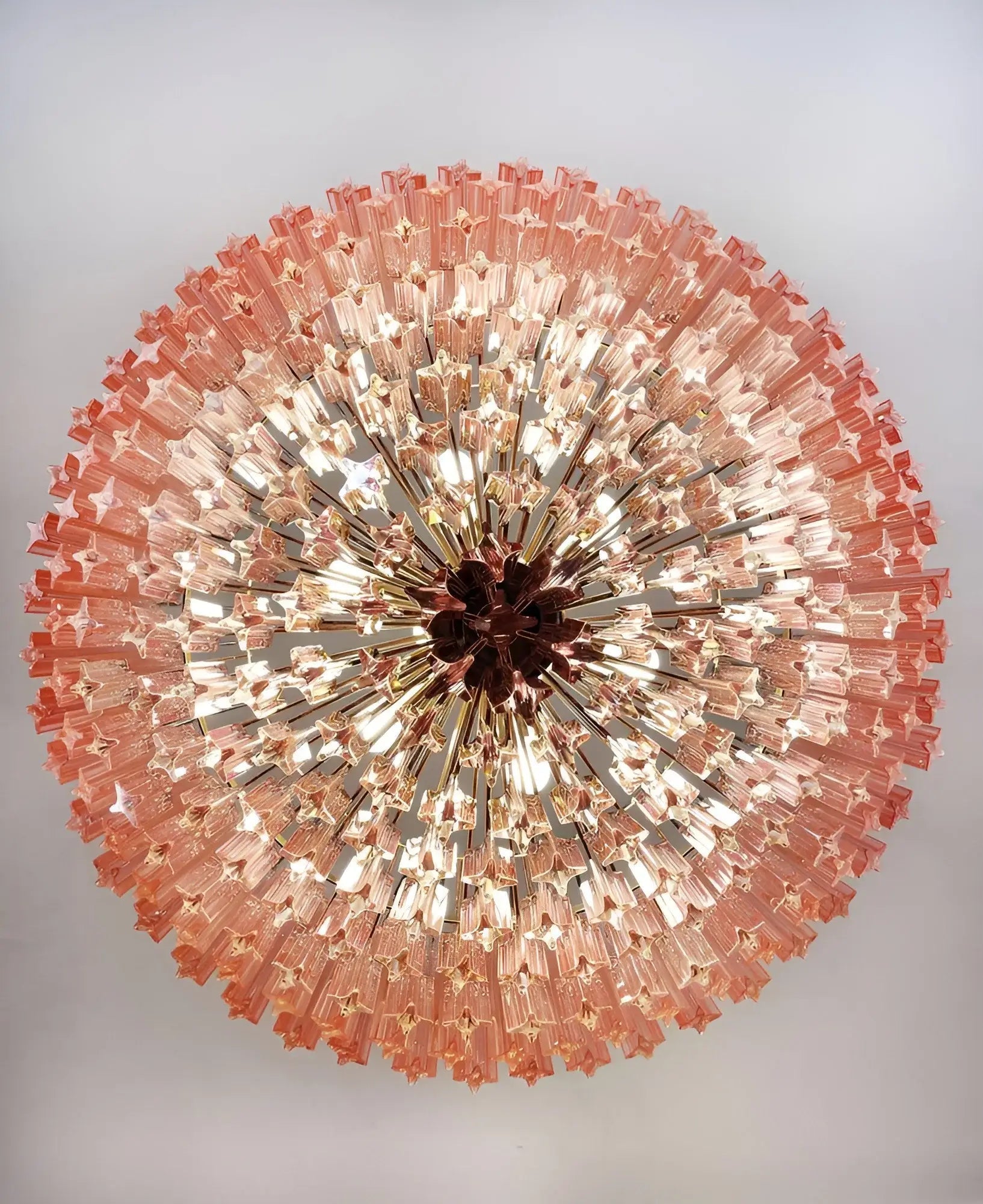 Aurora Chandelier Pink Glass Prisms Geometric - Letslighting