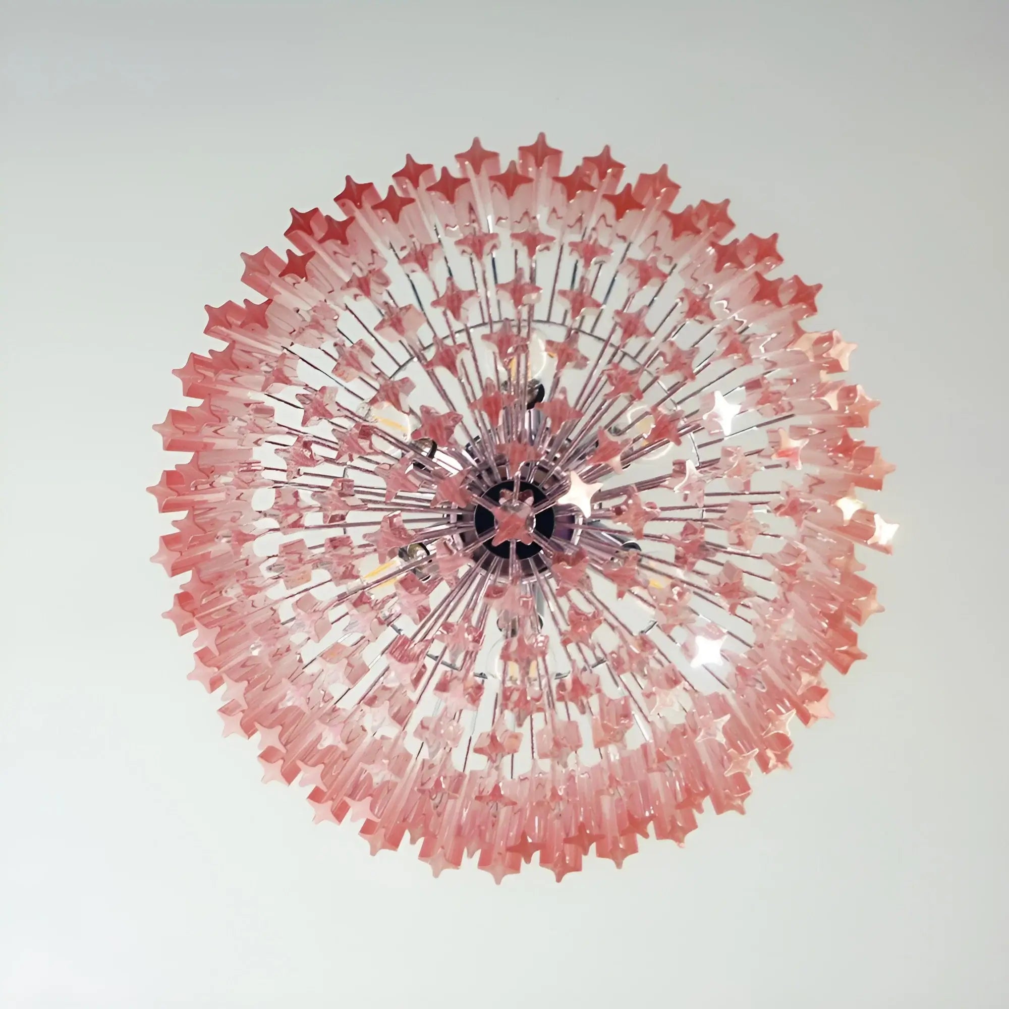 Aurora Chandelier Pink Glass Prisms Geometric - Letslighting