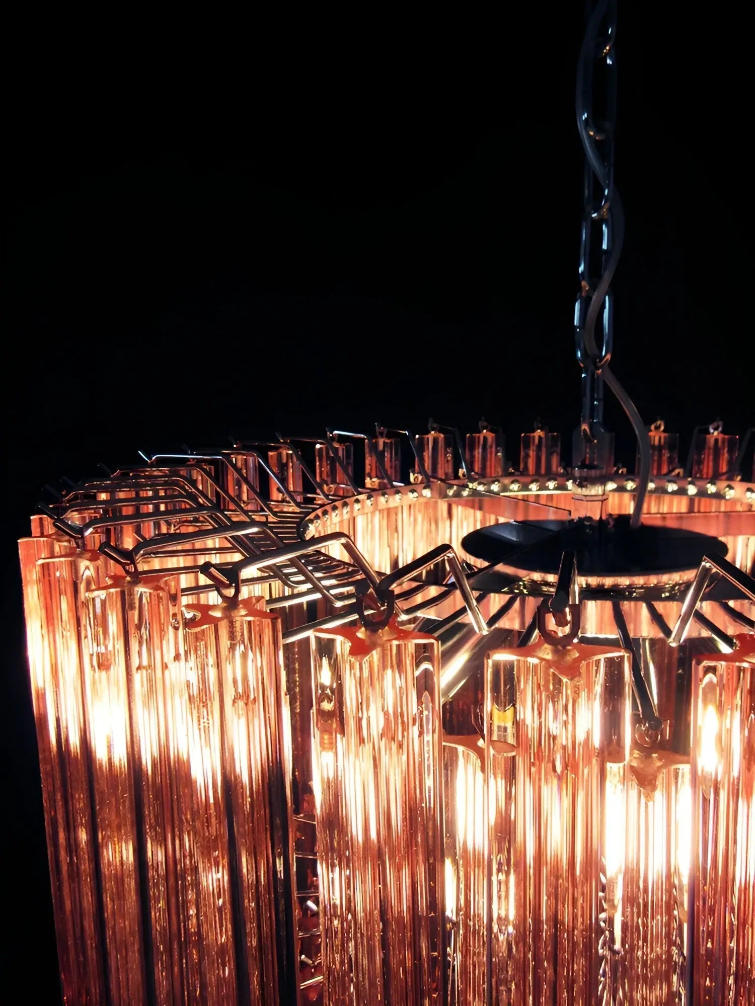 Aurora Chandelier Pink Glass Prisms Geometric - Letslighting