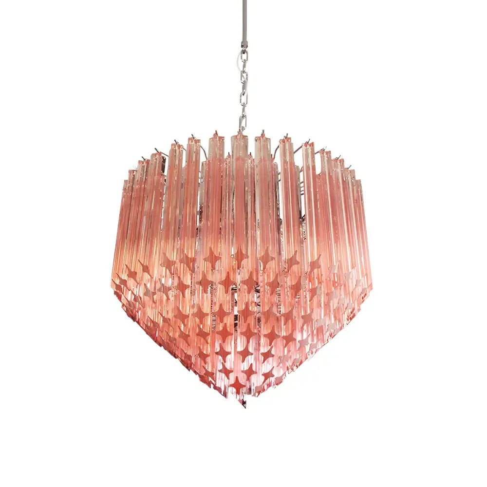 Aurora Chandelier Pink Glass Prisms Geometric - Letslighting
