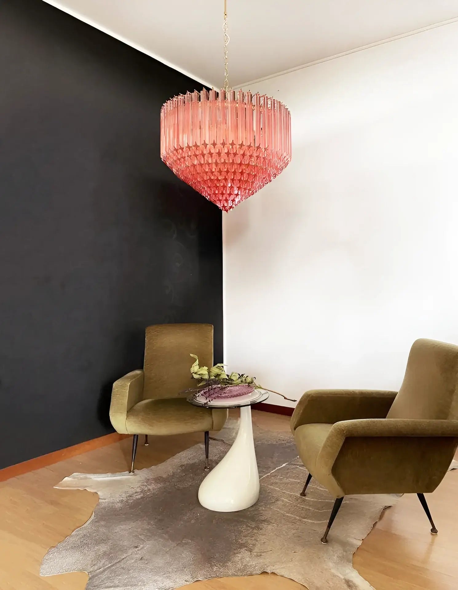 Aurora Chandelier Pink Glass Prisms Geometric - Letslighting