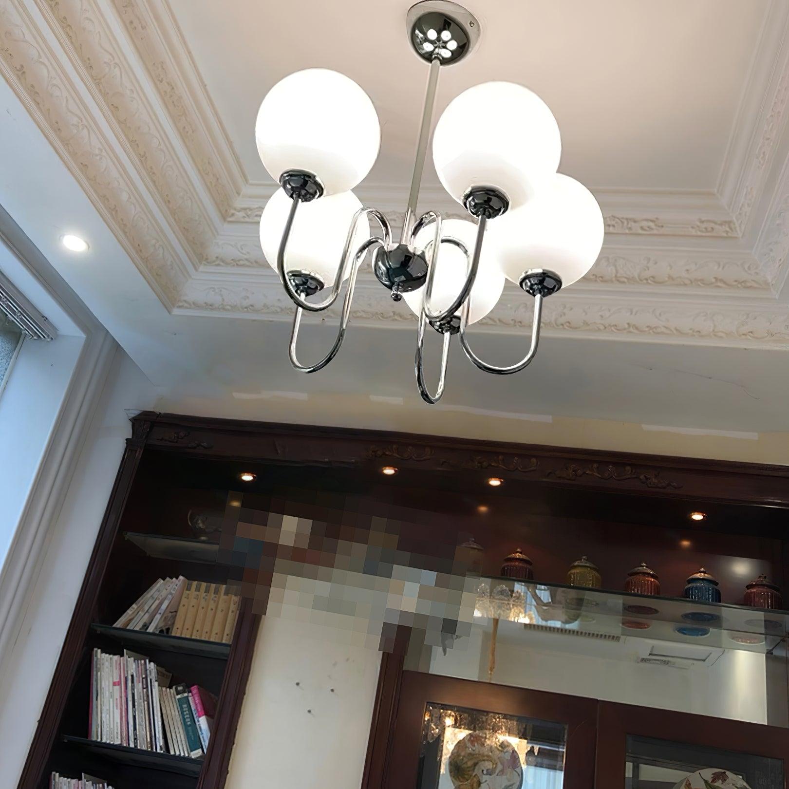 Lustra Chandelier Globe Chrome Curved Arm - Letslighting