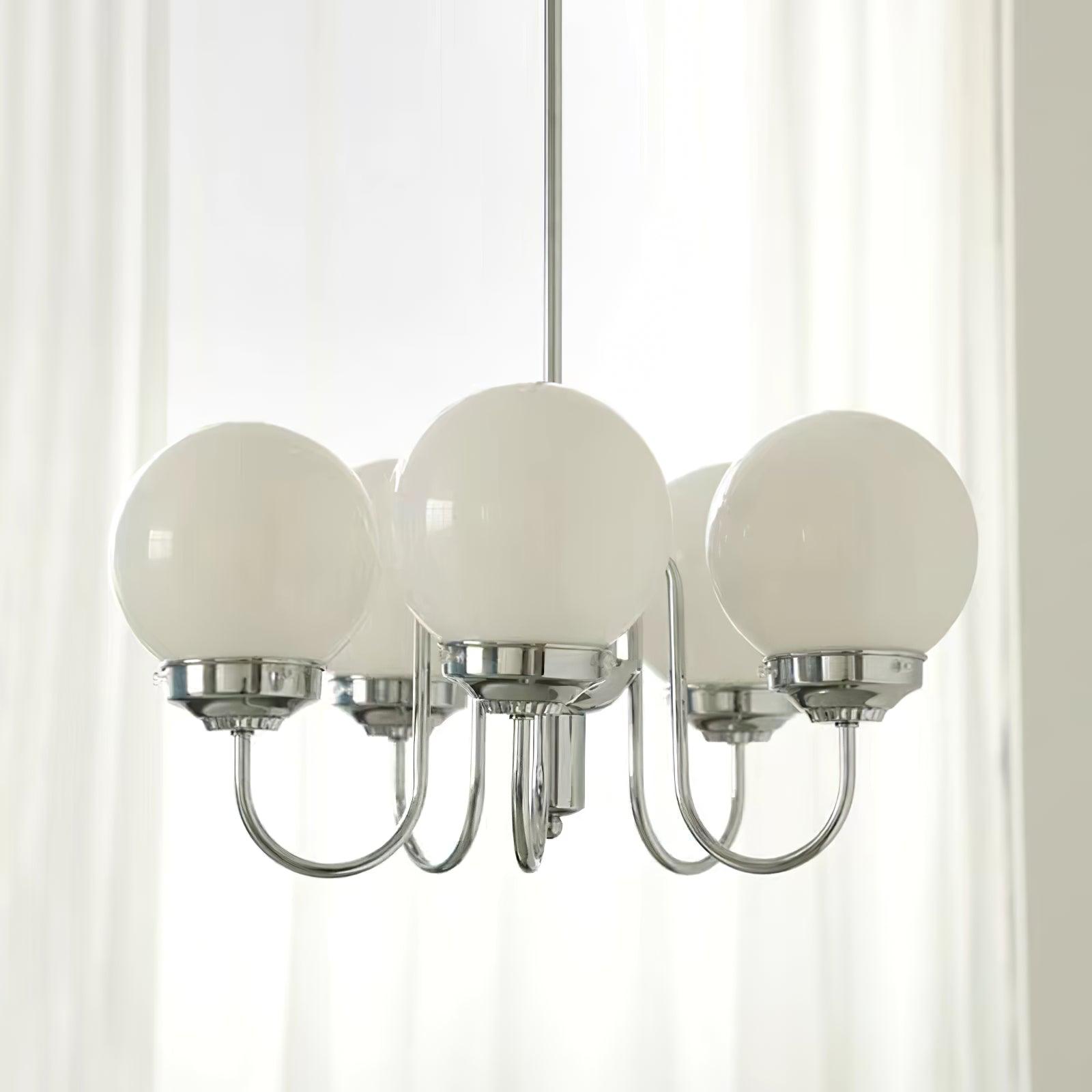Lustra Chandelier Globe Chrome Curved Arm - Letslighting