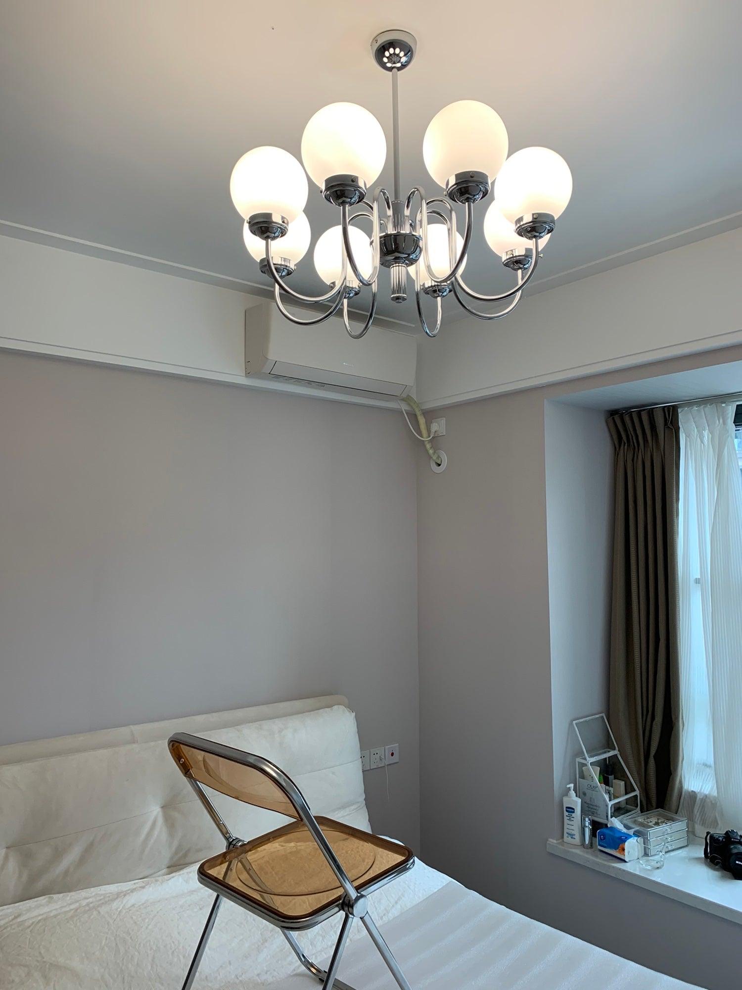 Lustra Chandelier Globe Chrome Curved Arm - Letslighting