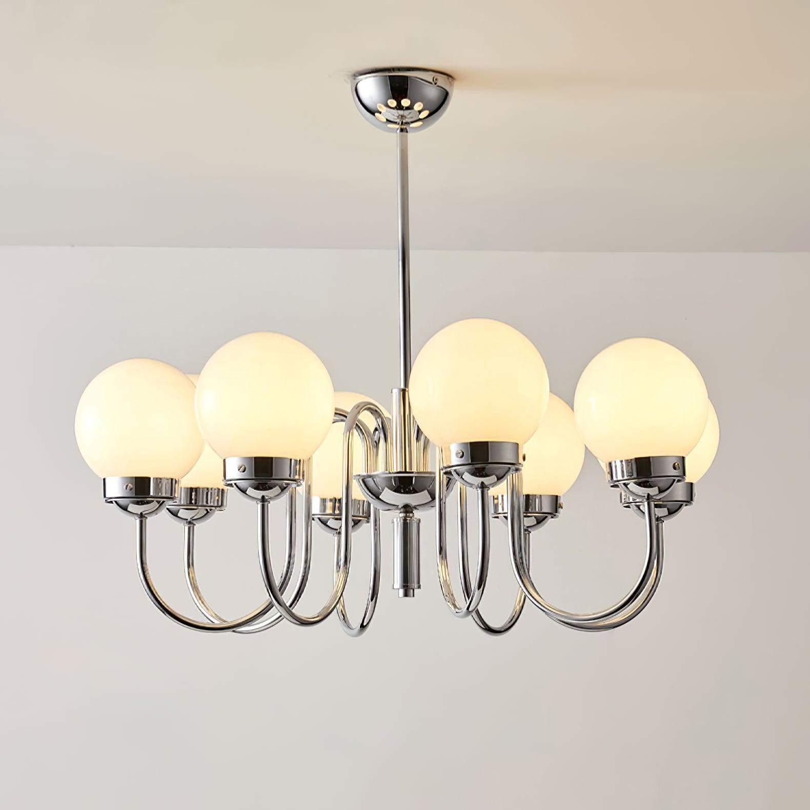 Lustra Chandelier Globe Chrome Curved Arm - Letslighting