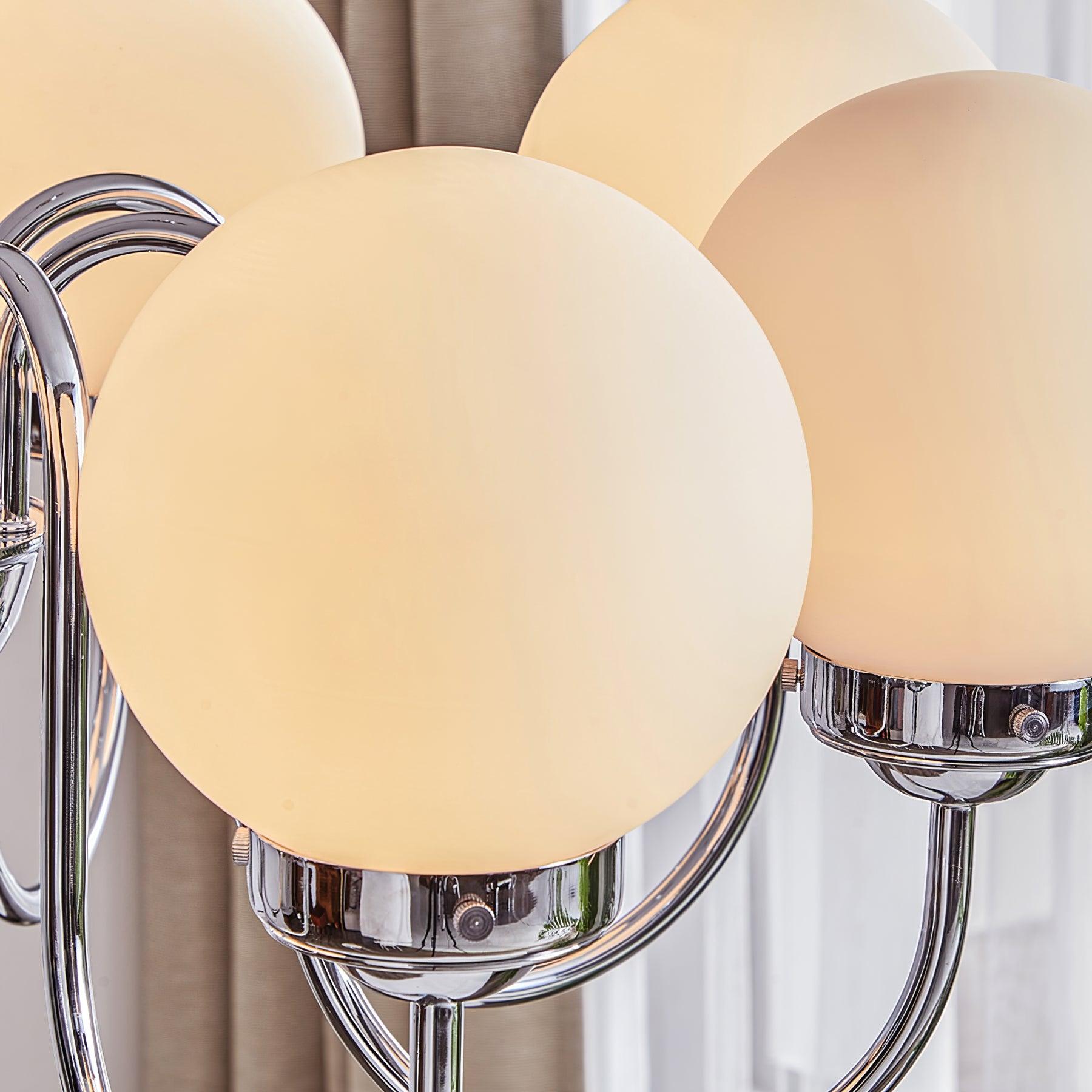 Lustra Chandelier Globe Chrome Curved Arm - Letslighting