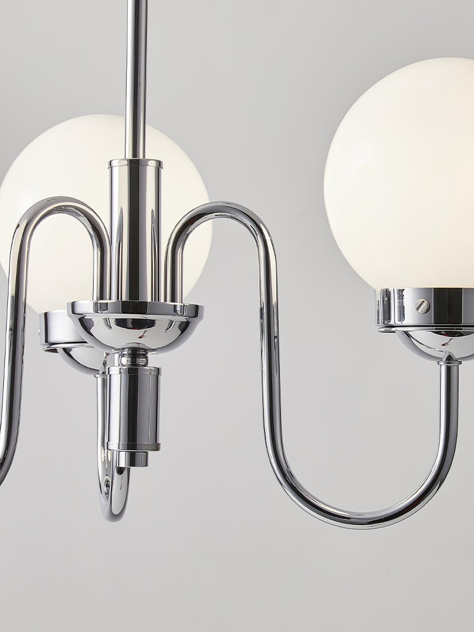 Lustra Chandelier Globe Chrome Curved Arm - Letslighting