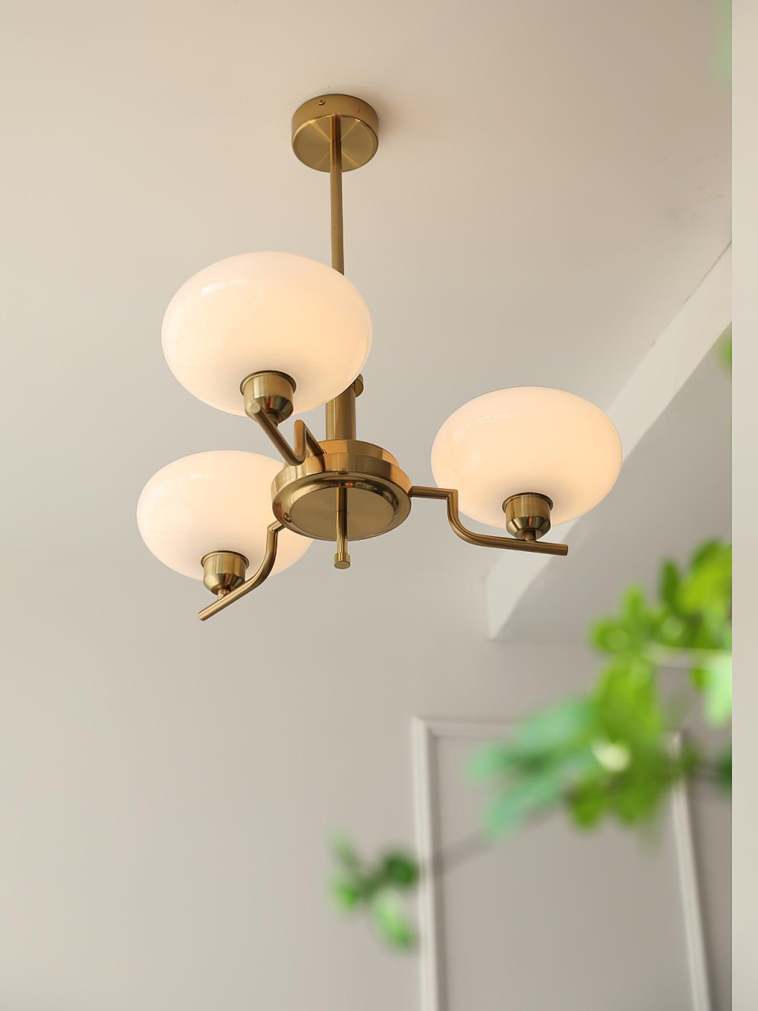 Lustra Pendant Lamp Glass Globe Brass Frame - Letslighting