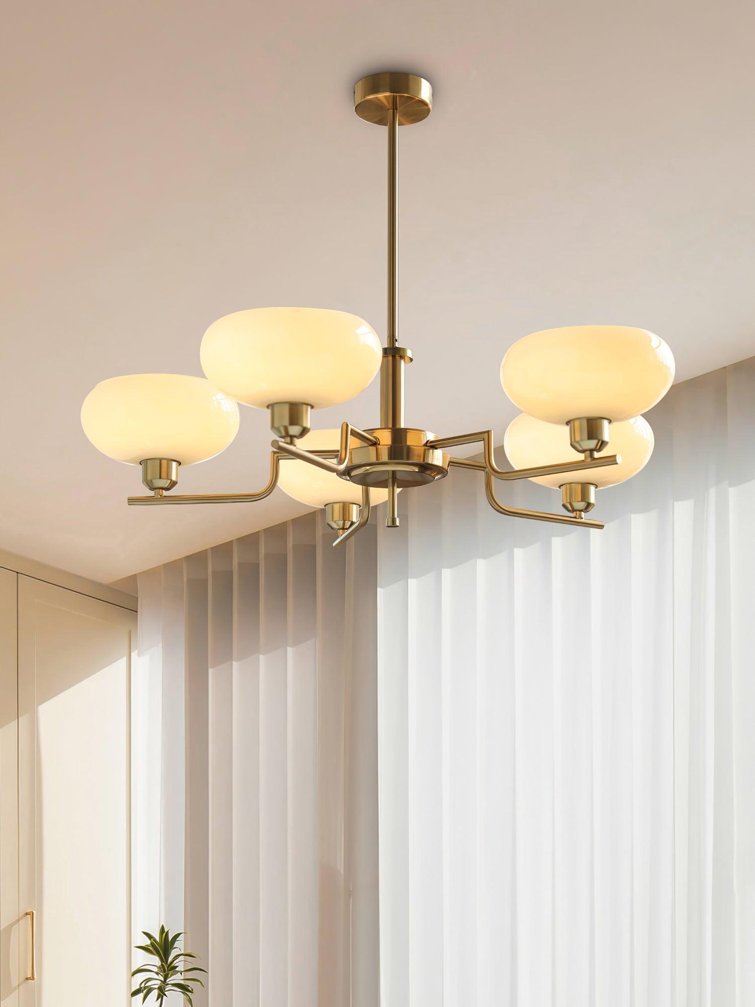 Lustra Pendant Lamp Glass Globe Brass Frame - Letslighting