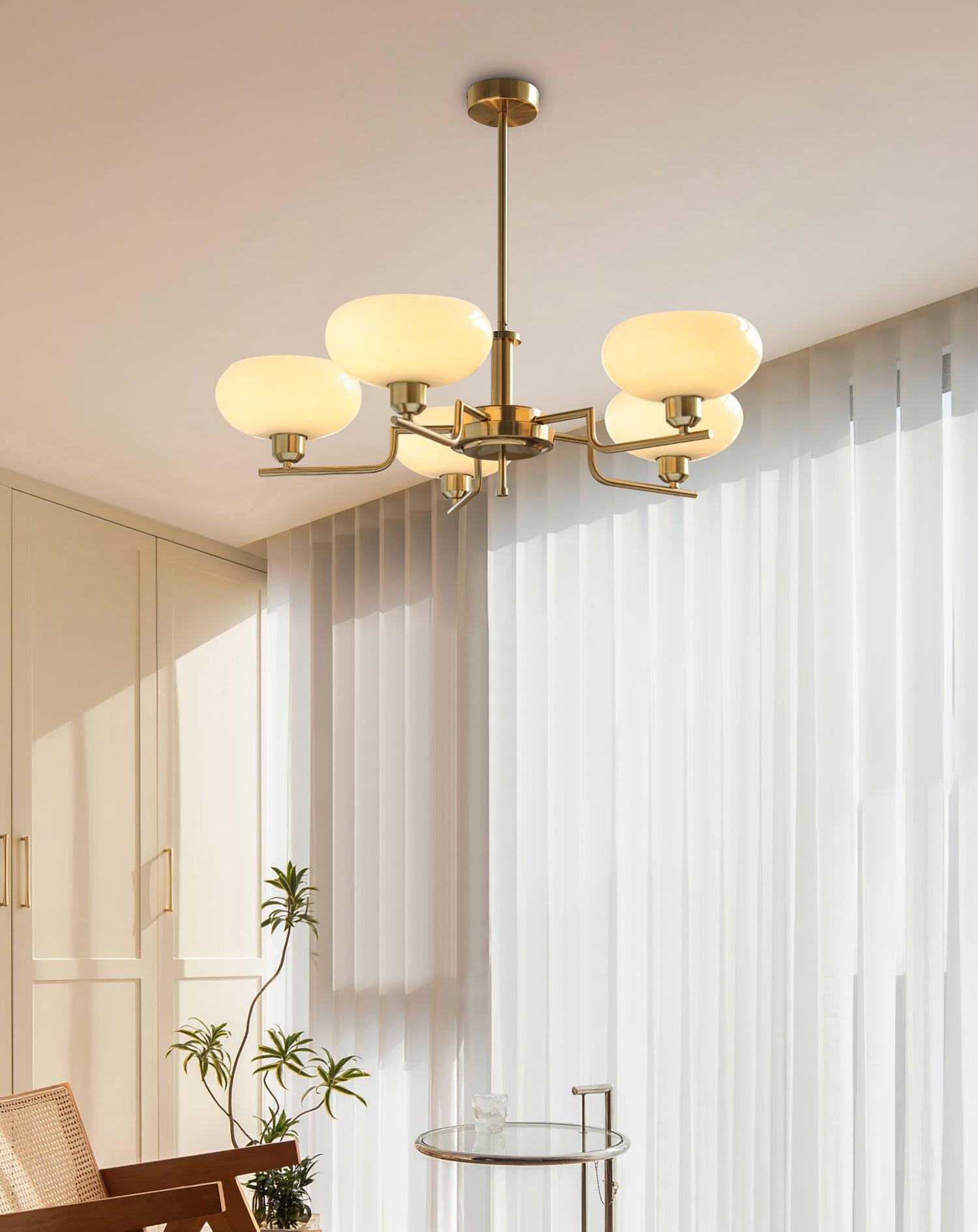 Lustra Pendant Lamp Glass Globe Brass Frame - Letslighting