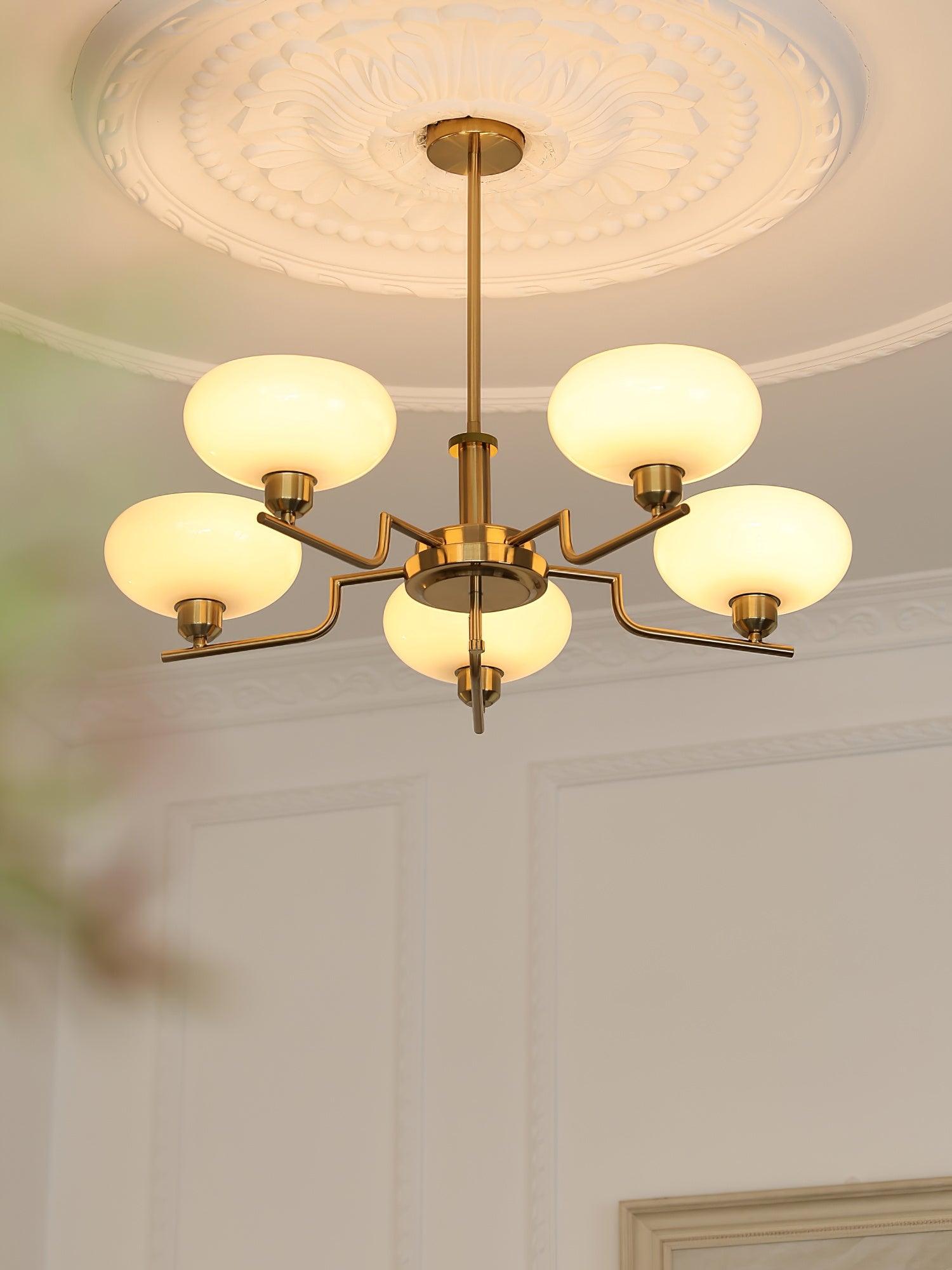 Lustra Pendant Lamp Glass Globe Brass Frame - Letslighting