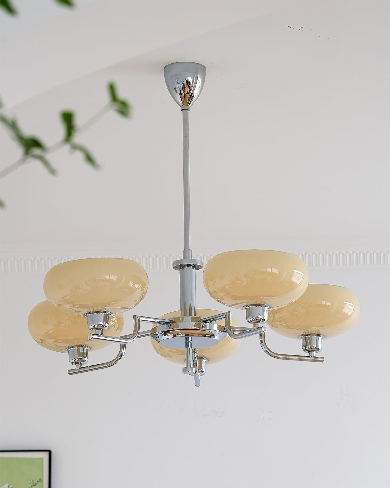 Lustra Pendant Lamp Glass Globe Brass Frame - Letslighting