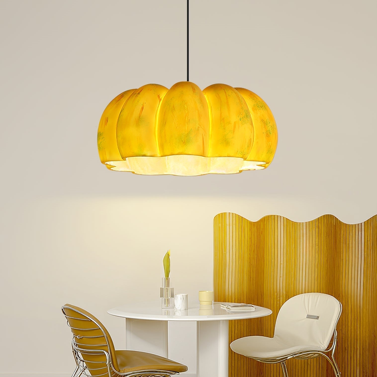 Arisha Pumpkin Pendant Light Resin Bedroom Dining Room - Letslighting