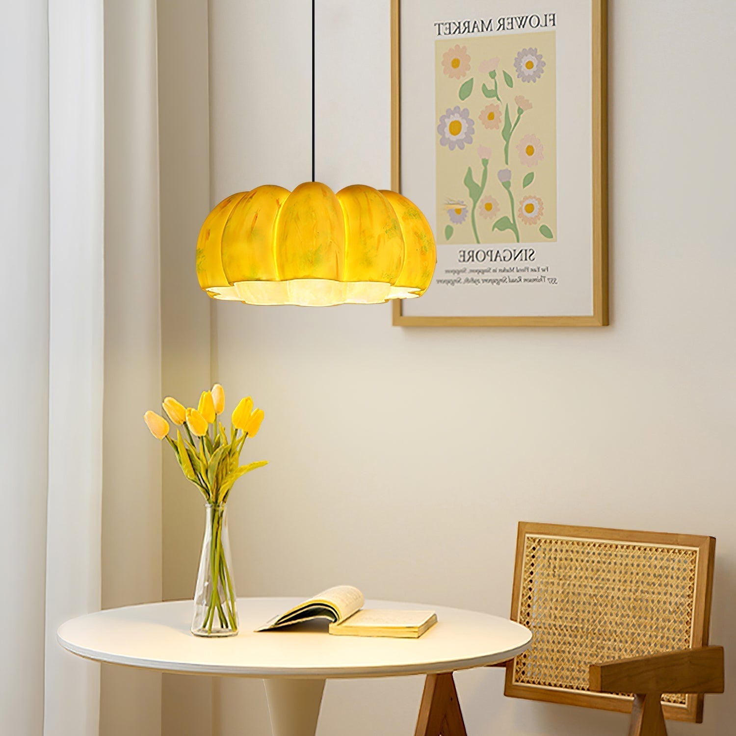Arisha Pumpkin Pendant Light Resin Bedroom Dining Room - Letslighting