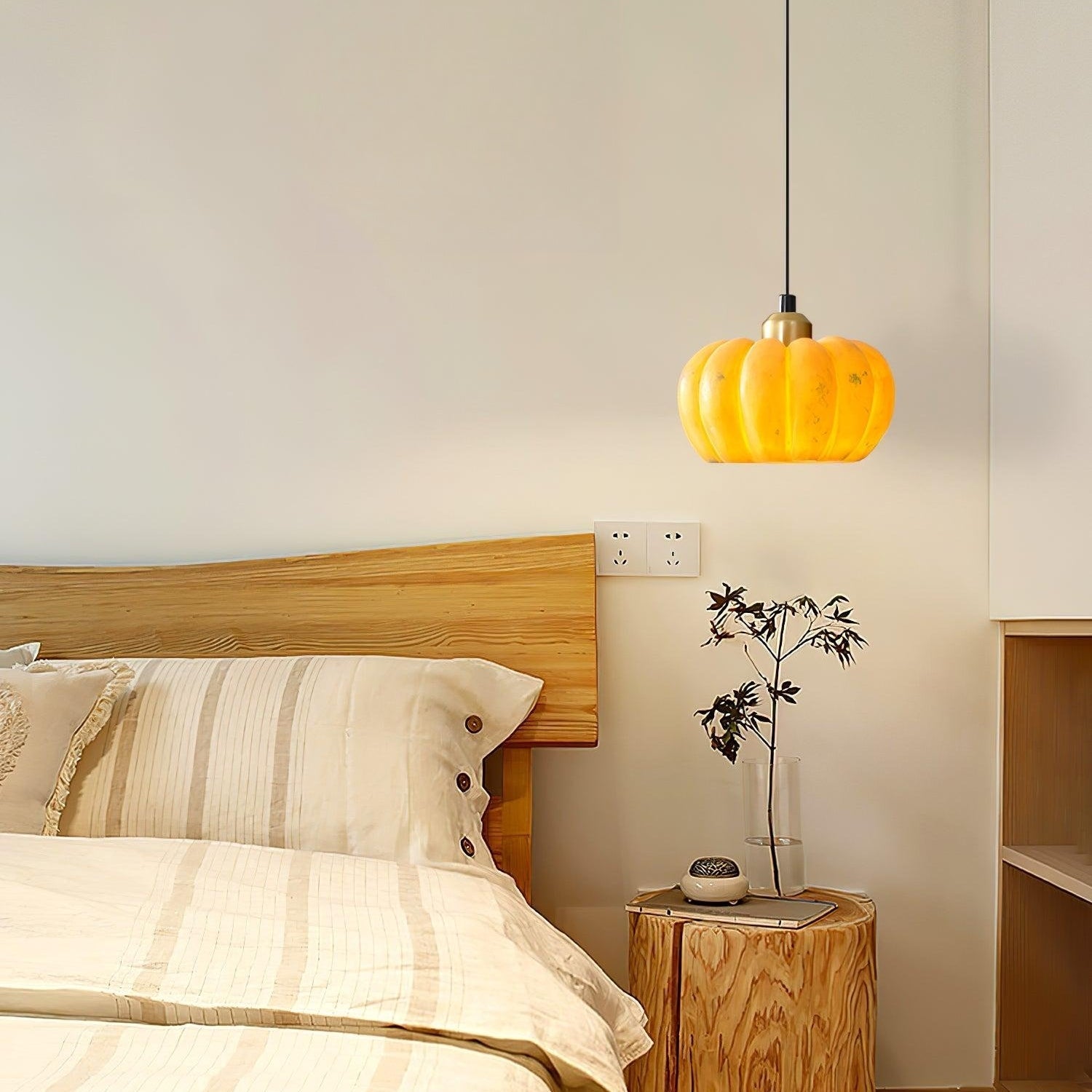 Arisha Pumpkin Pendant Light Resin Bedroom Dining Room - Letslighting
