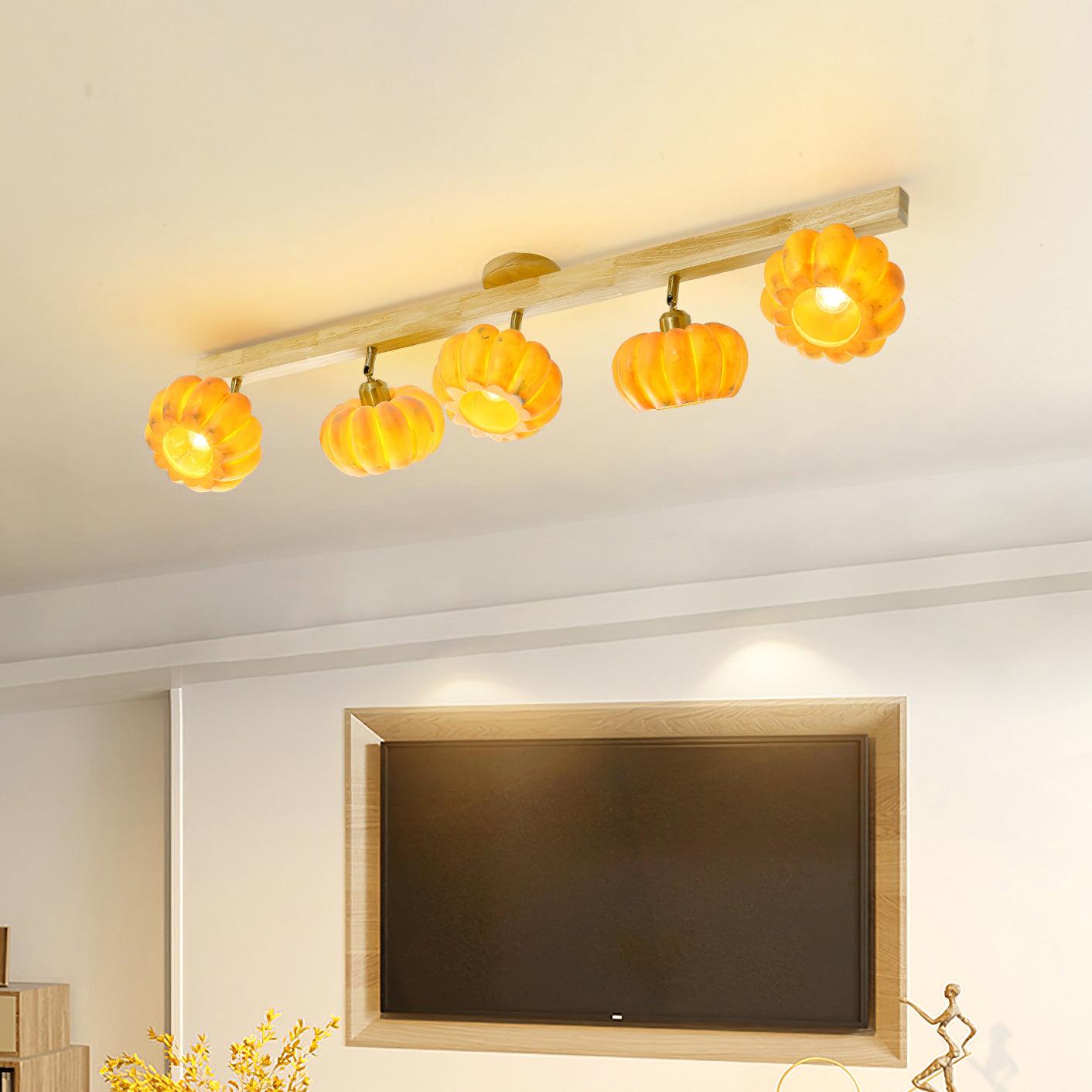 Pumpkin Ceiling Light Wood - Letslighting