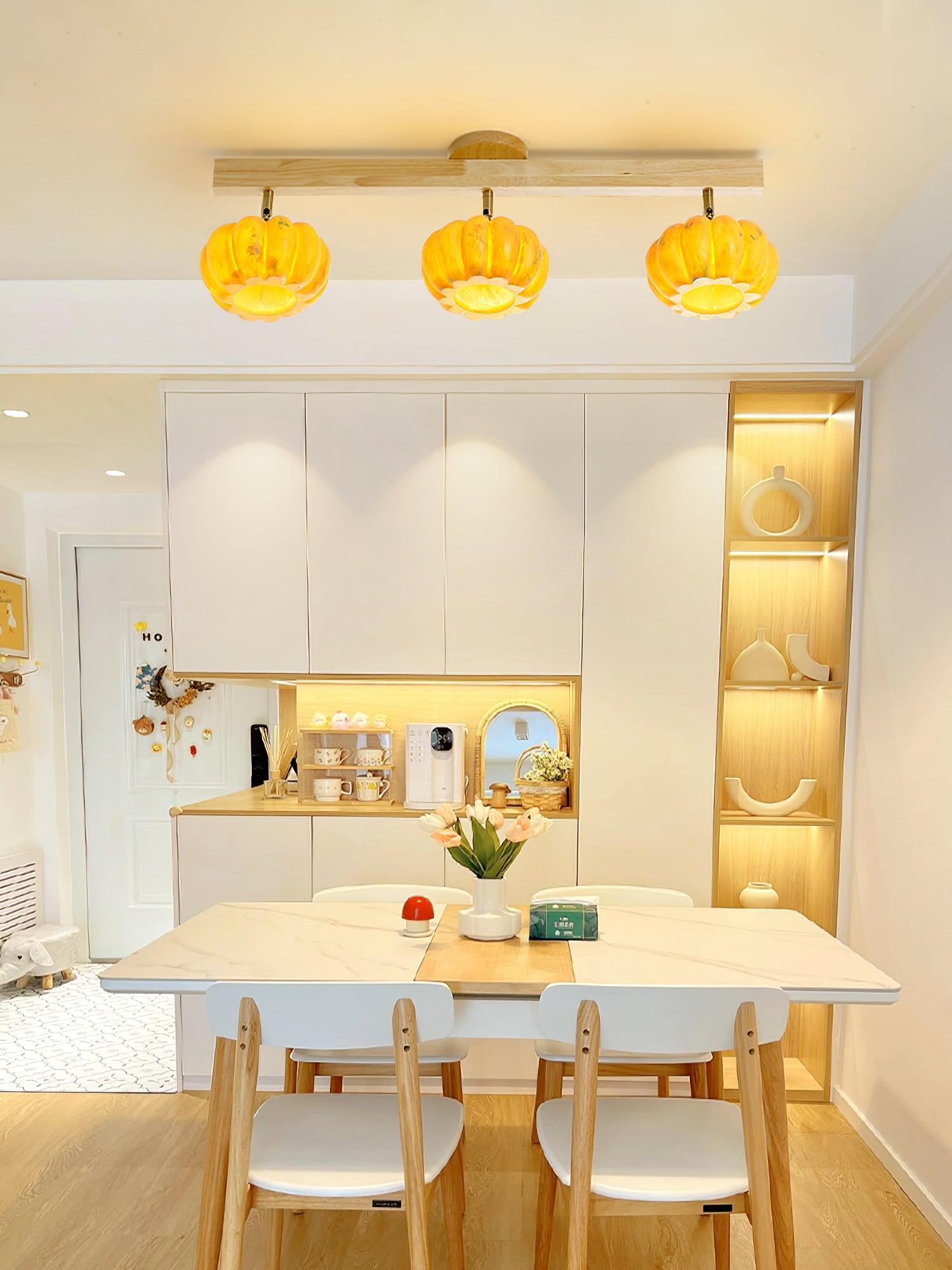 Pumpkin Ceiling Light Wood - Letslighting