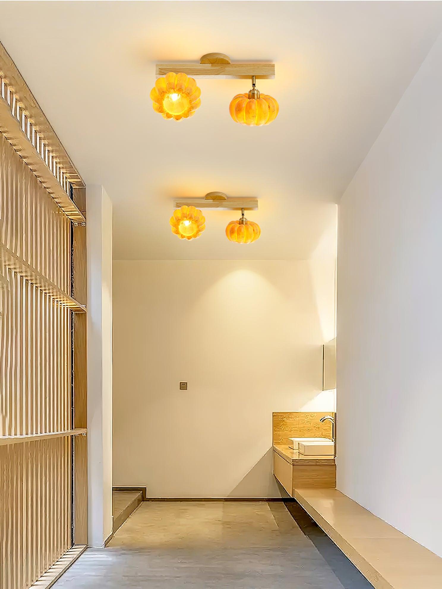 Pumpkin Ceiling Light Wood - Letslighting