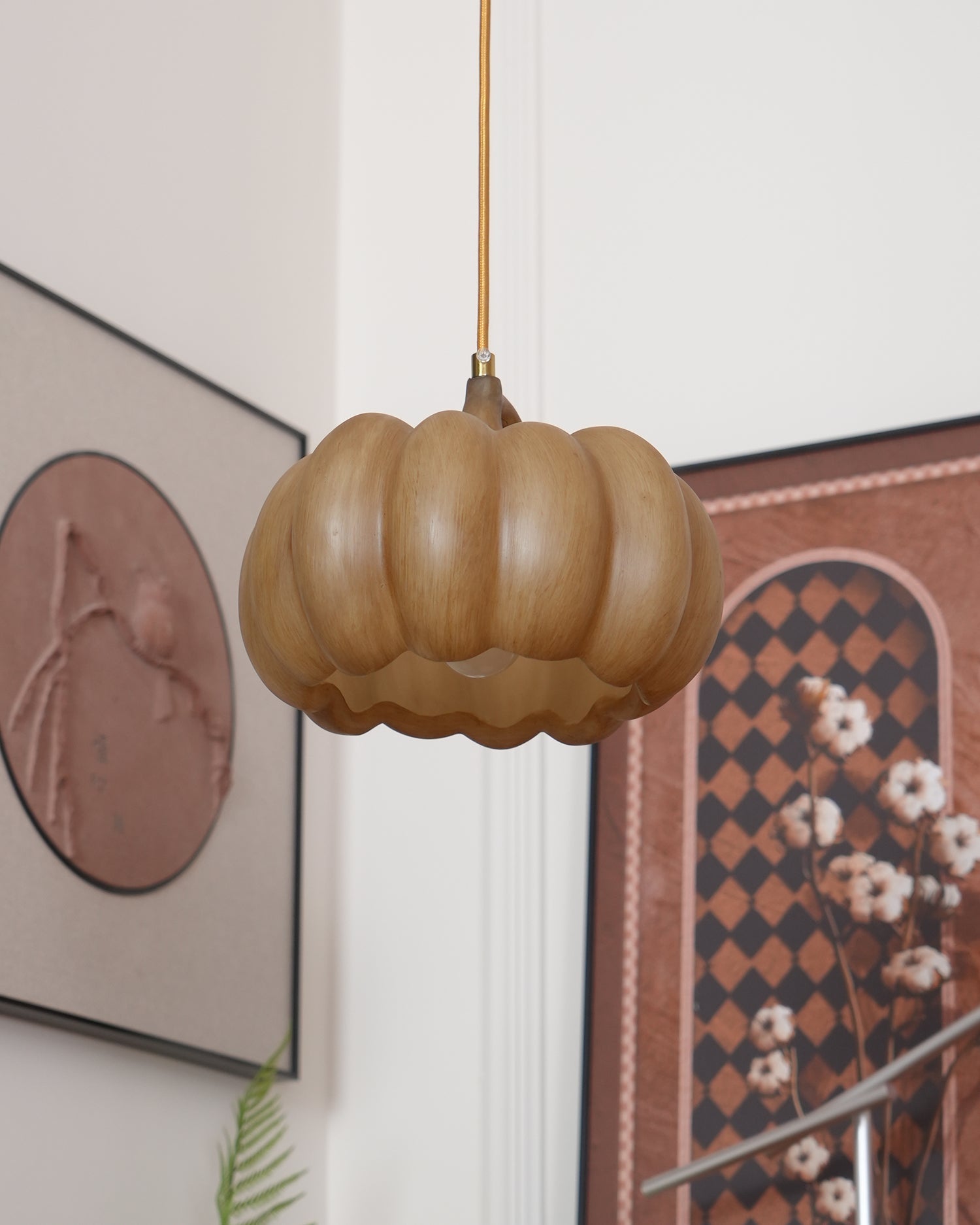 Duzy Pumpkin Pendant Lamp Resin Vintage Japanese - Letslighting