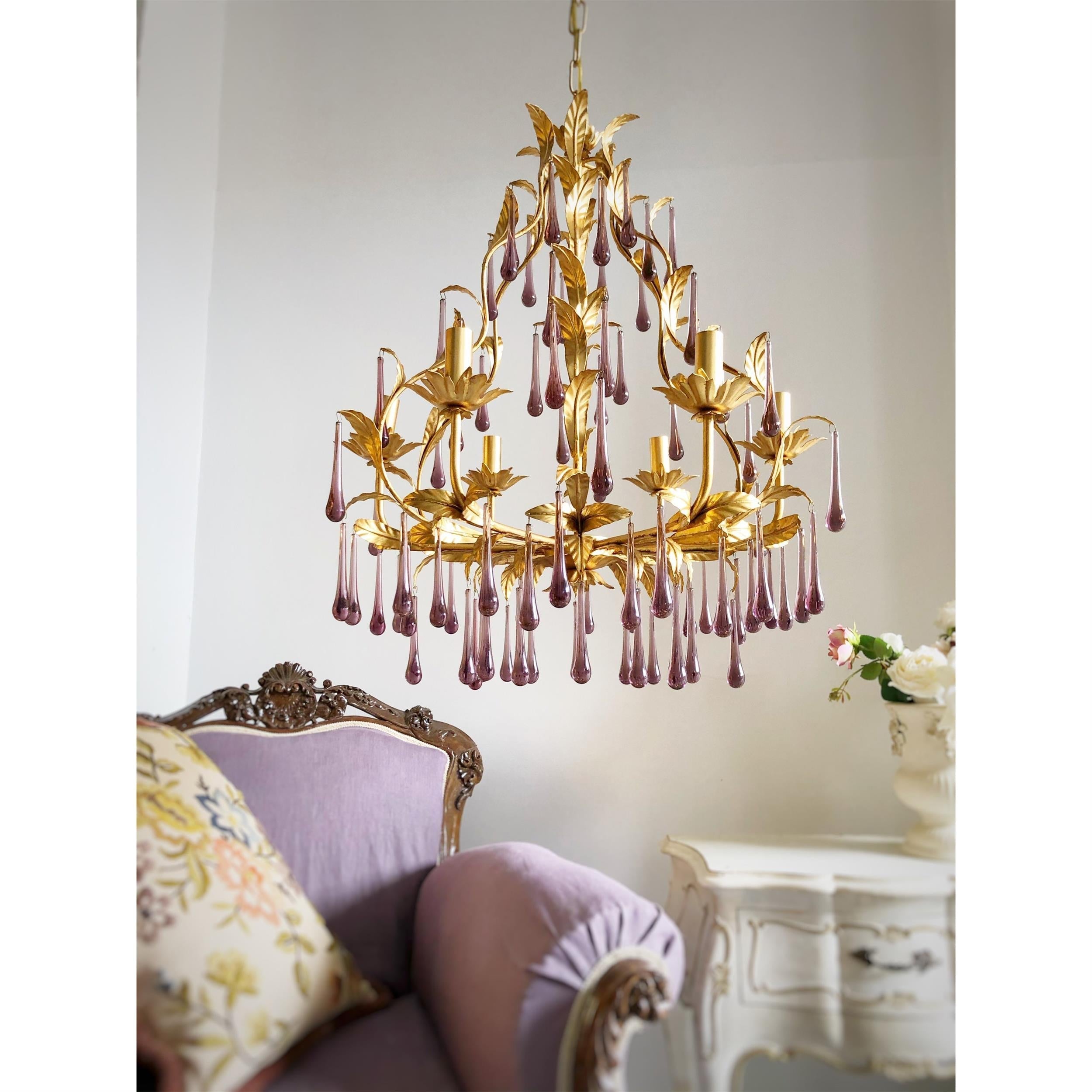Ilvenel Postmodern Luxury Birdcage Purple Glass Chandelier - Letslighting