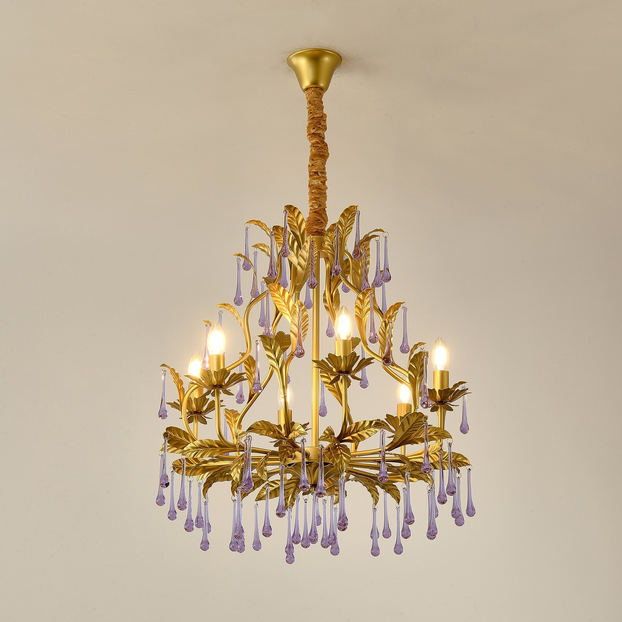 Ilvenel Postmodern Luxury Birdcage Purple Glass Chandelier - Letslighting