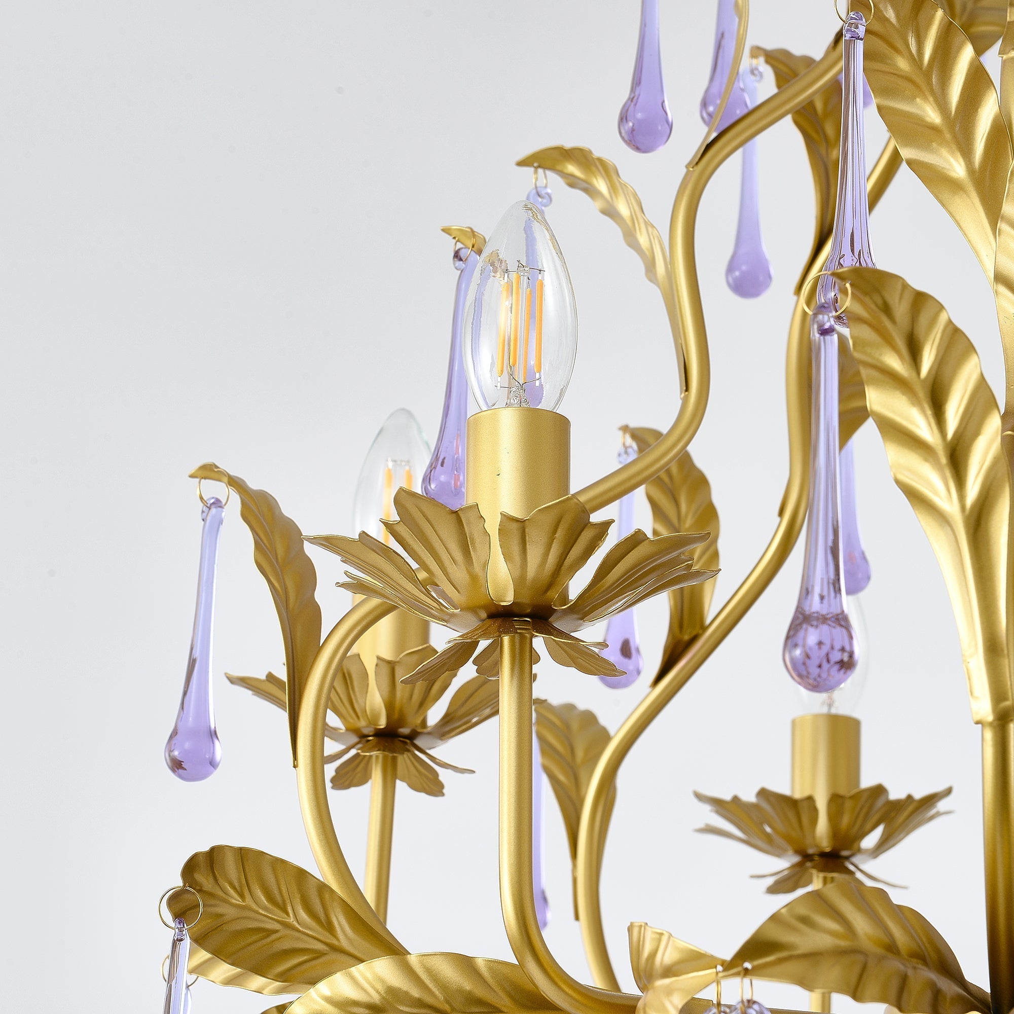 Ilvenel Postmodern Luxury Birdcage Purple Glass Chandelier - Letslighting