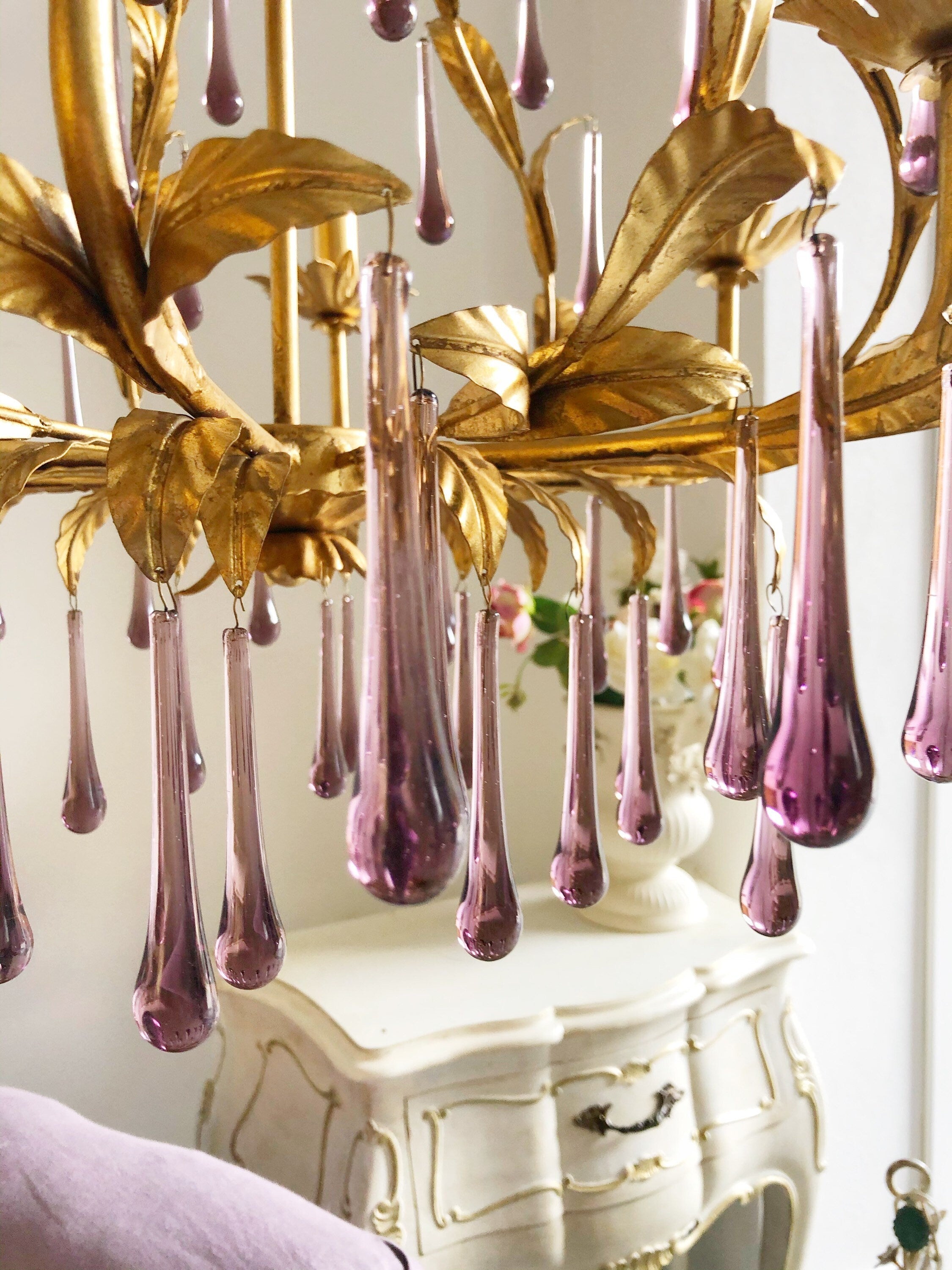 Ilvenel Postmodern Luxury Birdcage Purple Glass Chandelier - Letslighting