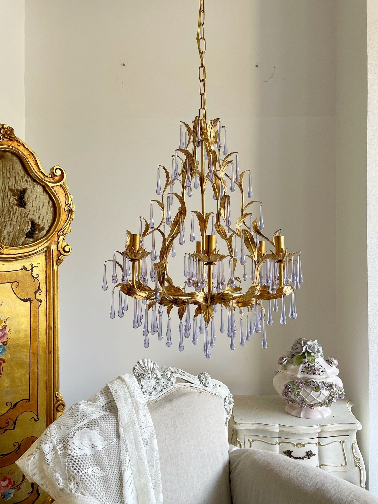 Ilvenel Postmodern Luxury Birdcage Purple Glass Chandelier - Letslighting