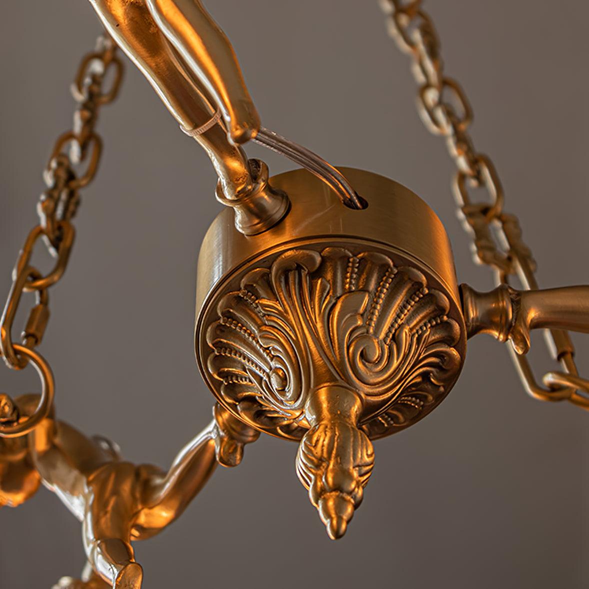 Lustra Chandelier Brass Suspension Floral Vintage - Letslighting
