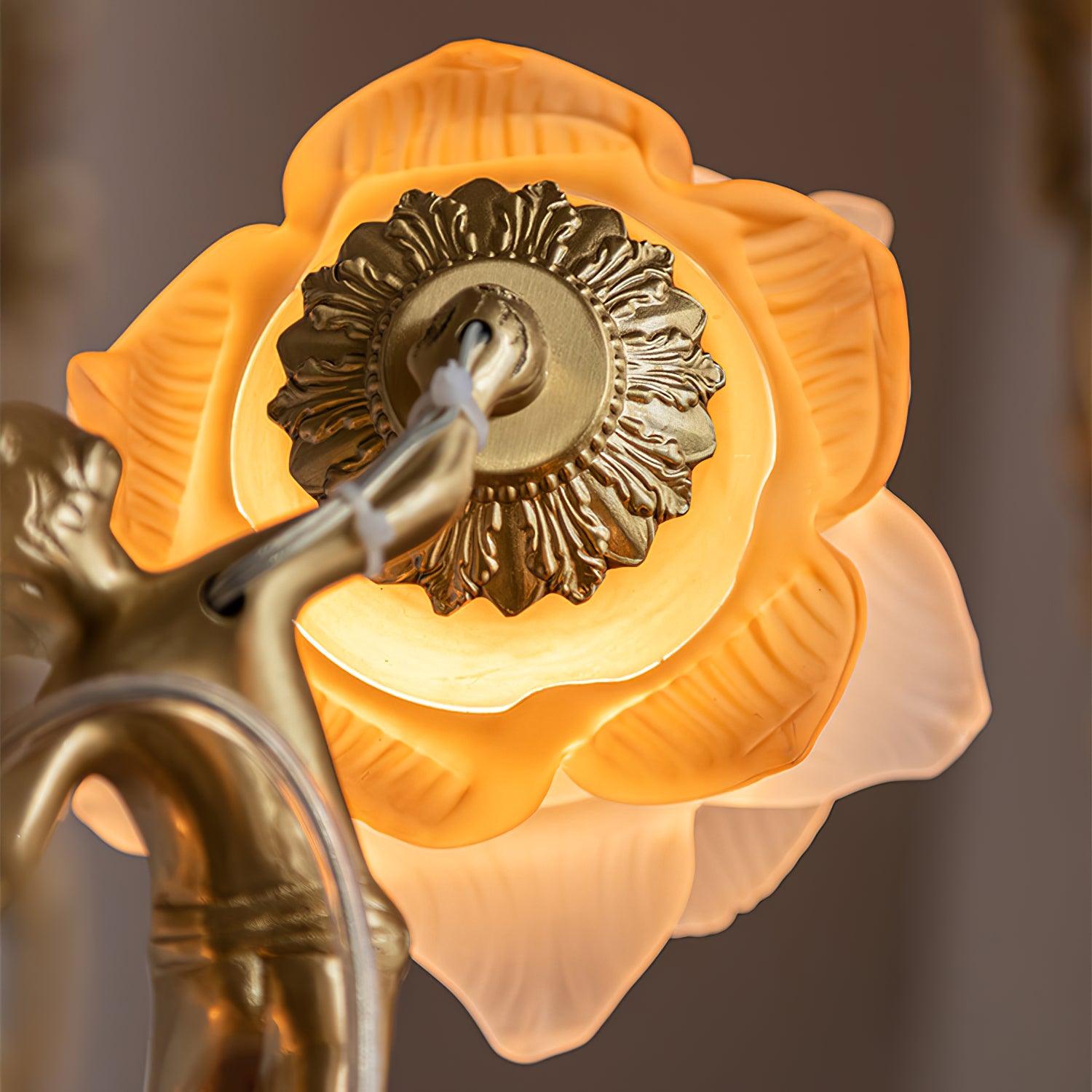 Lustra Chandelier Brass Suspension Floral Vintage - Letslighting