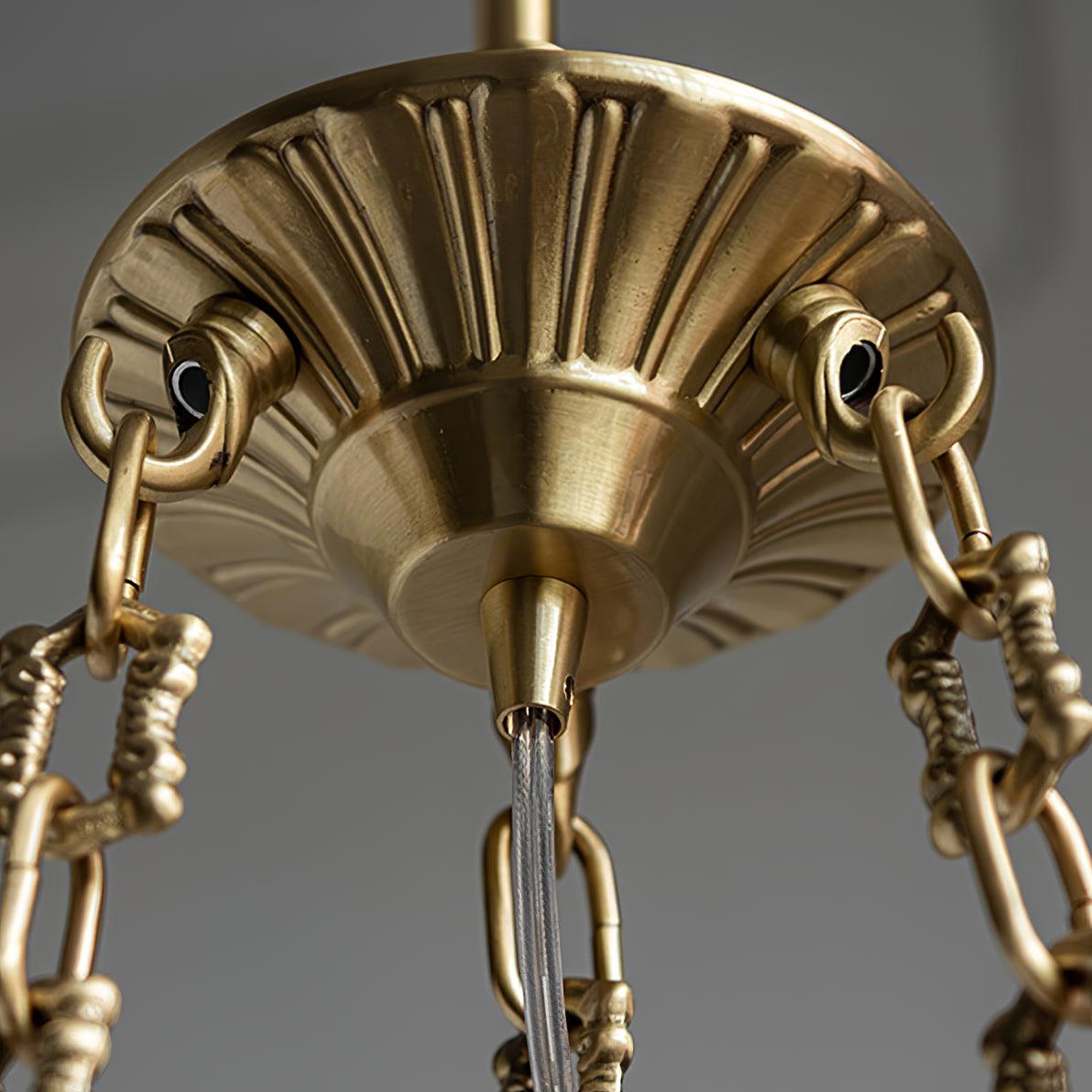 Lustra Chandelier Brass Suspension Floral Vintage - Letslighting