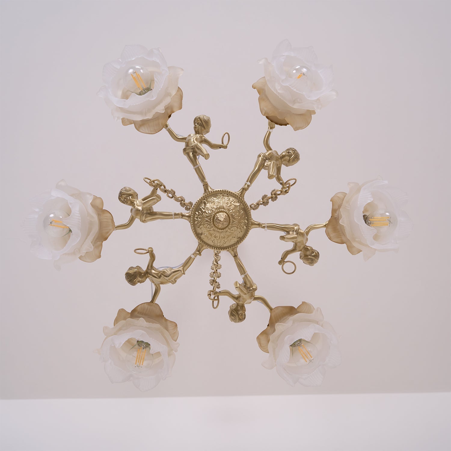 Lustra Chandelier Brass Suspension Floral Vintage - Letslighting
