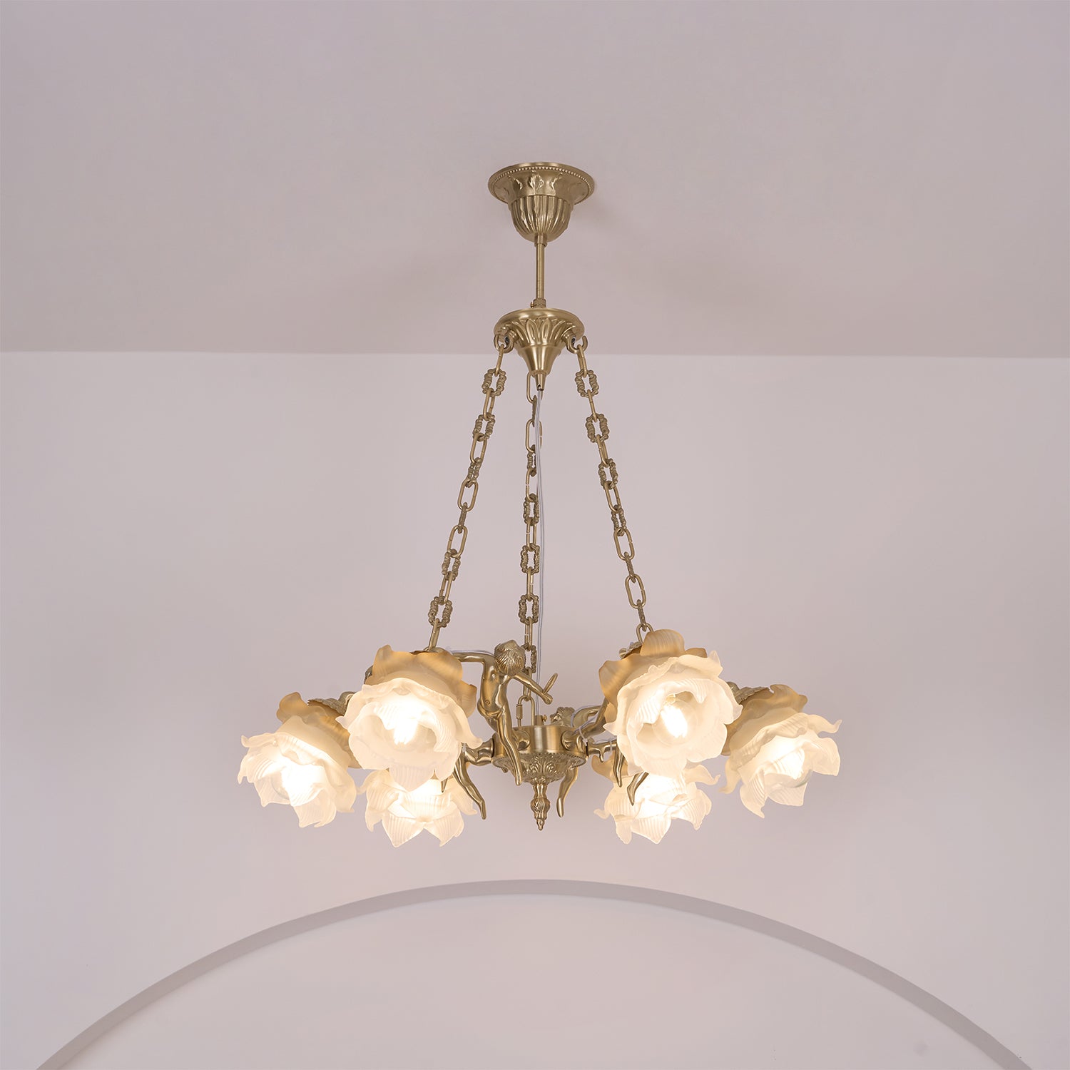 Lustra Chandelier Brass Suspension Floral Vintage - Letslighting
