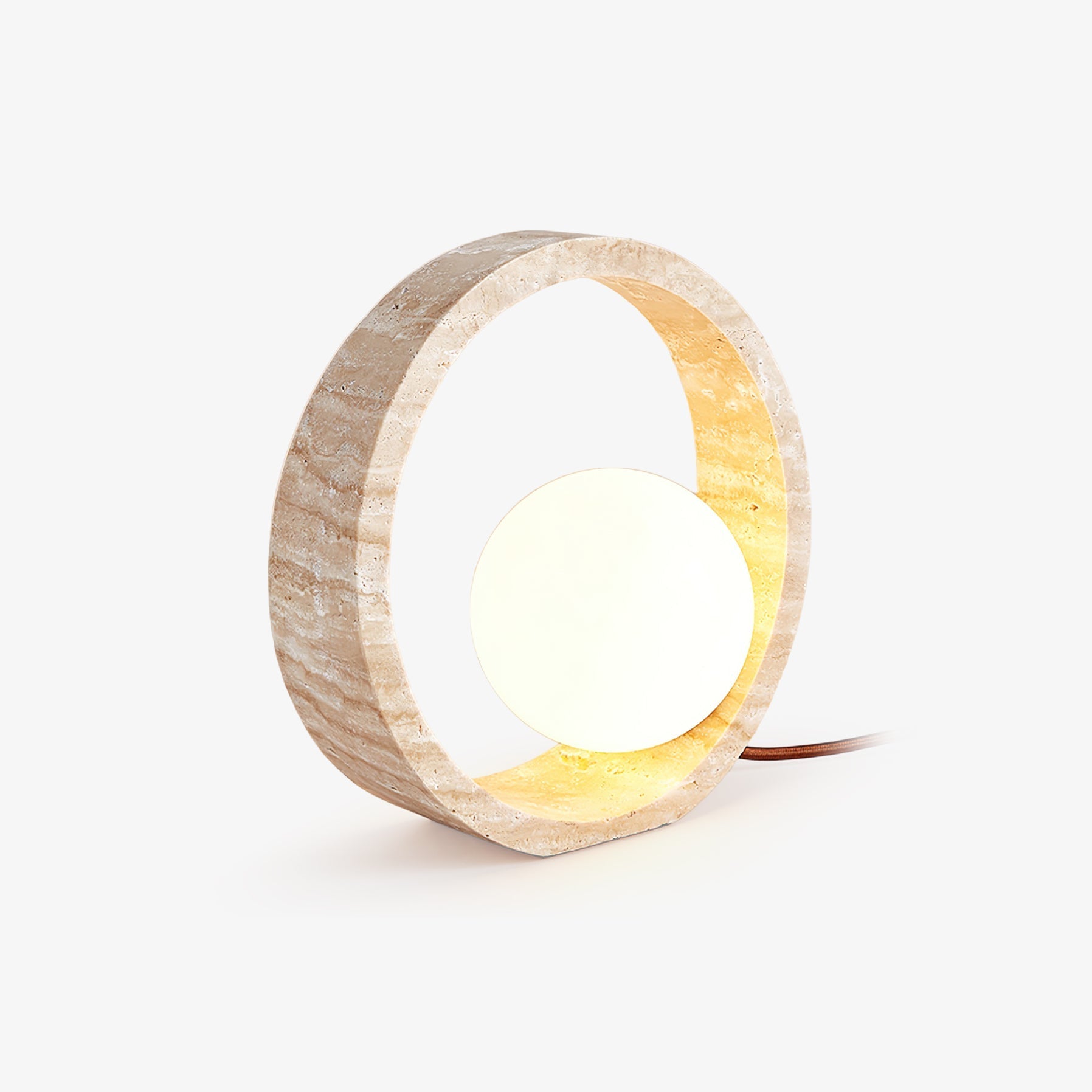Orzore Circular Travertine Table Lamp - Letslighting