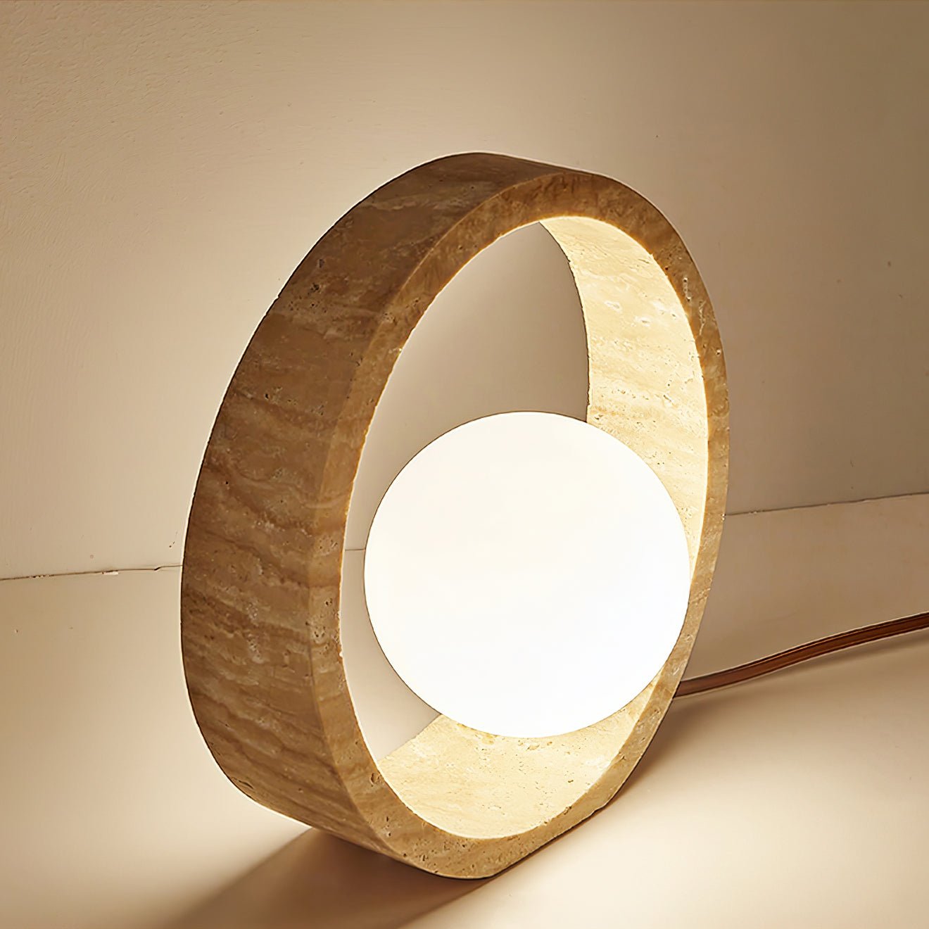 Orzore Circular Travertine Table Lamp - Letslighting