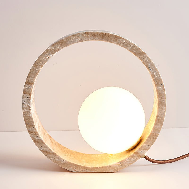 Orzore Circular Travertine Table Lamp - Letslighting