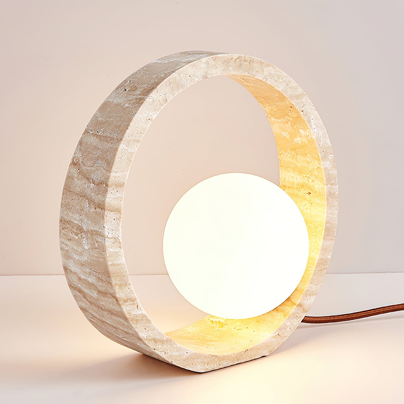 Orzore Circular Travertine Table Lamp - Letslighting