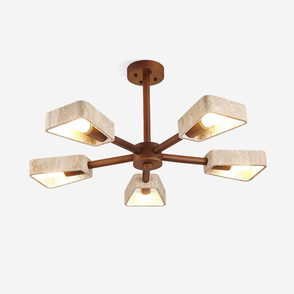 Feyno Travertine & Wood Ceiling Light - Letslighting